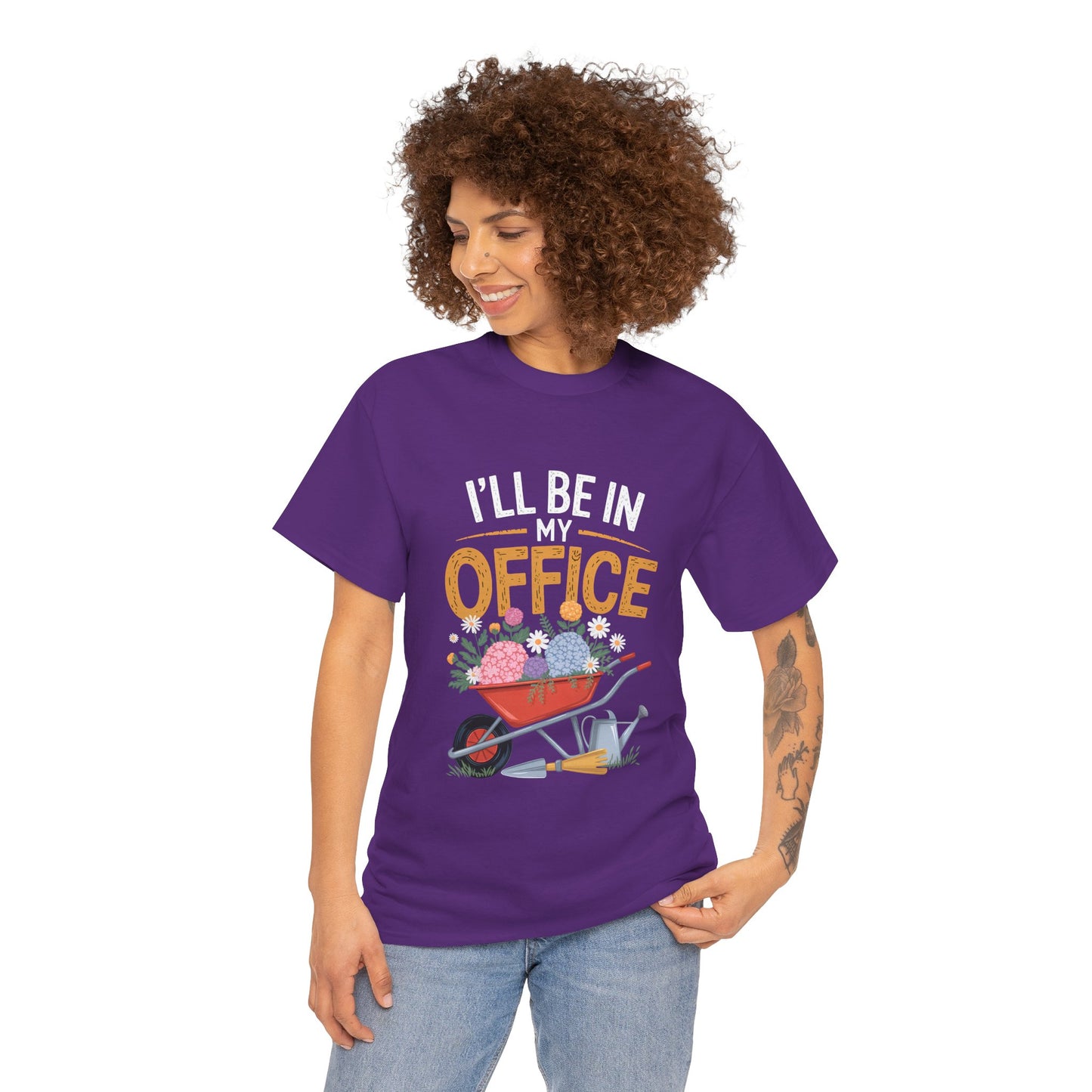 Unisex Heavy Cotton Tee – "I'll be in my office" Graphic T-Shirt for gardeners plant lovers, nature and gardening enthusiasts