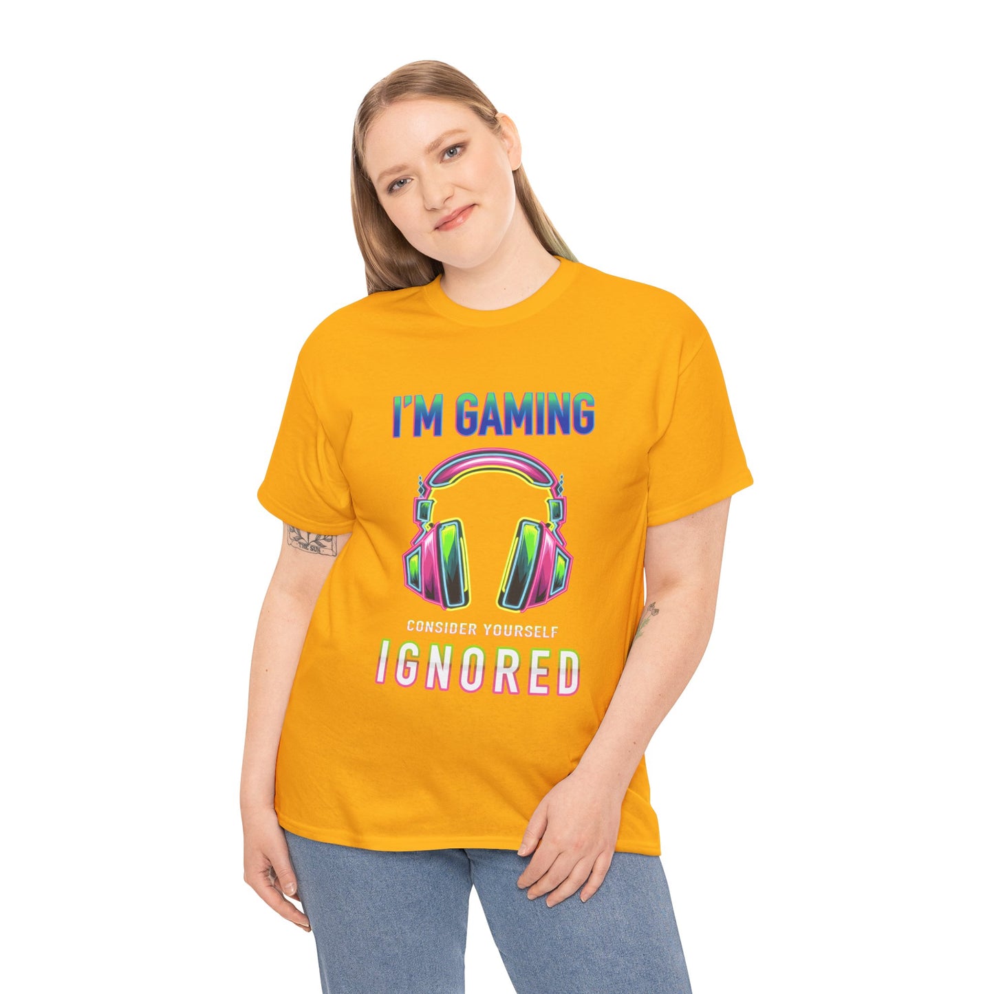 Unisex Heavy Cotton Tee – "I’m Gaming, Consider Yourself Ignored" Graphic T-Shirt