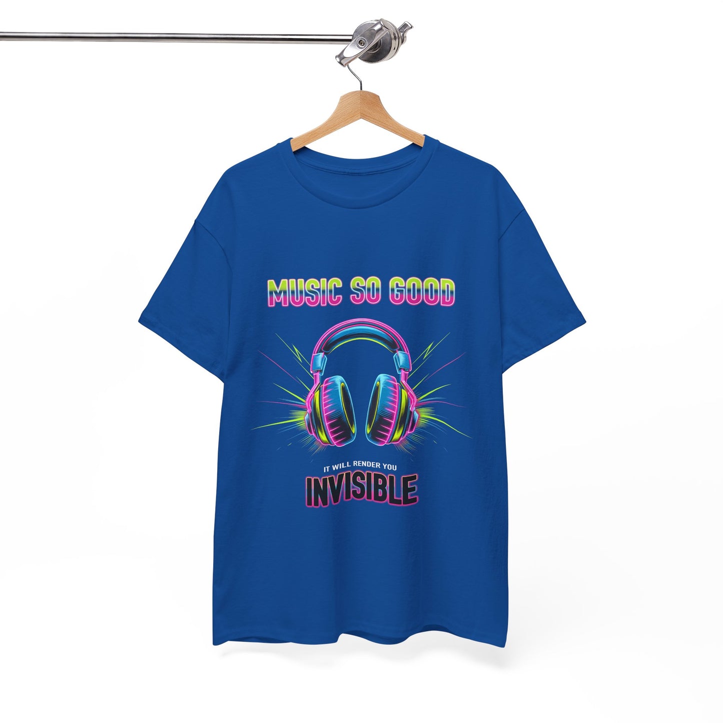 Unisex Heavy Cotton Tee – "Music So Good, It Will Render You Invisible" Graphic T-Shirt