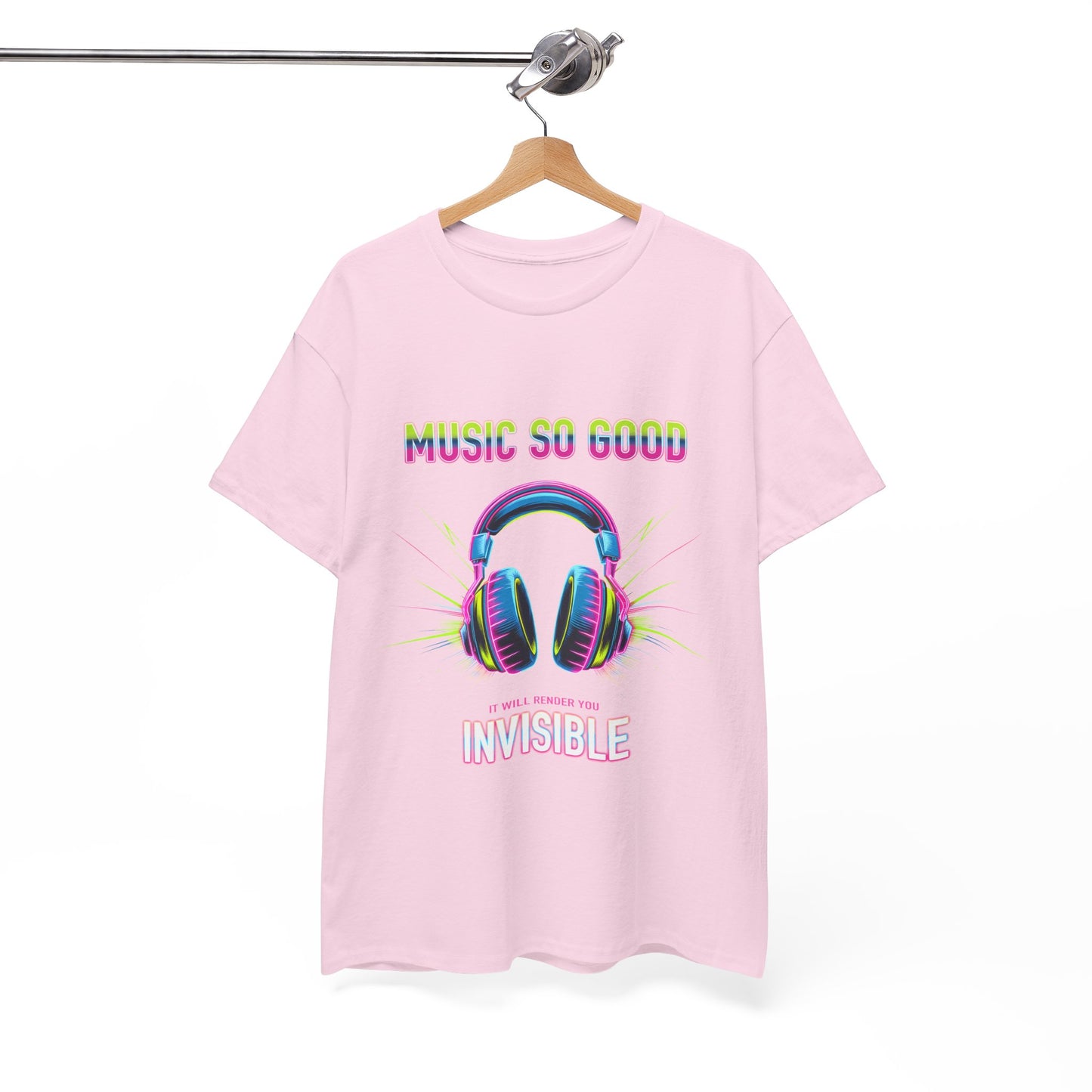 Unisex Heavy Cotton Tee – "Music So Good, It Will Render You Invisible" Graphic T-Shirt