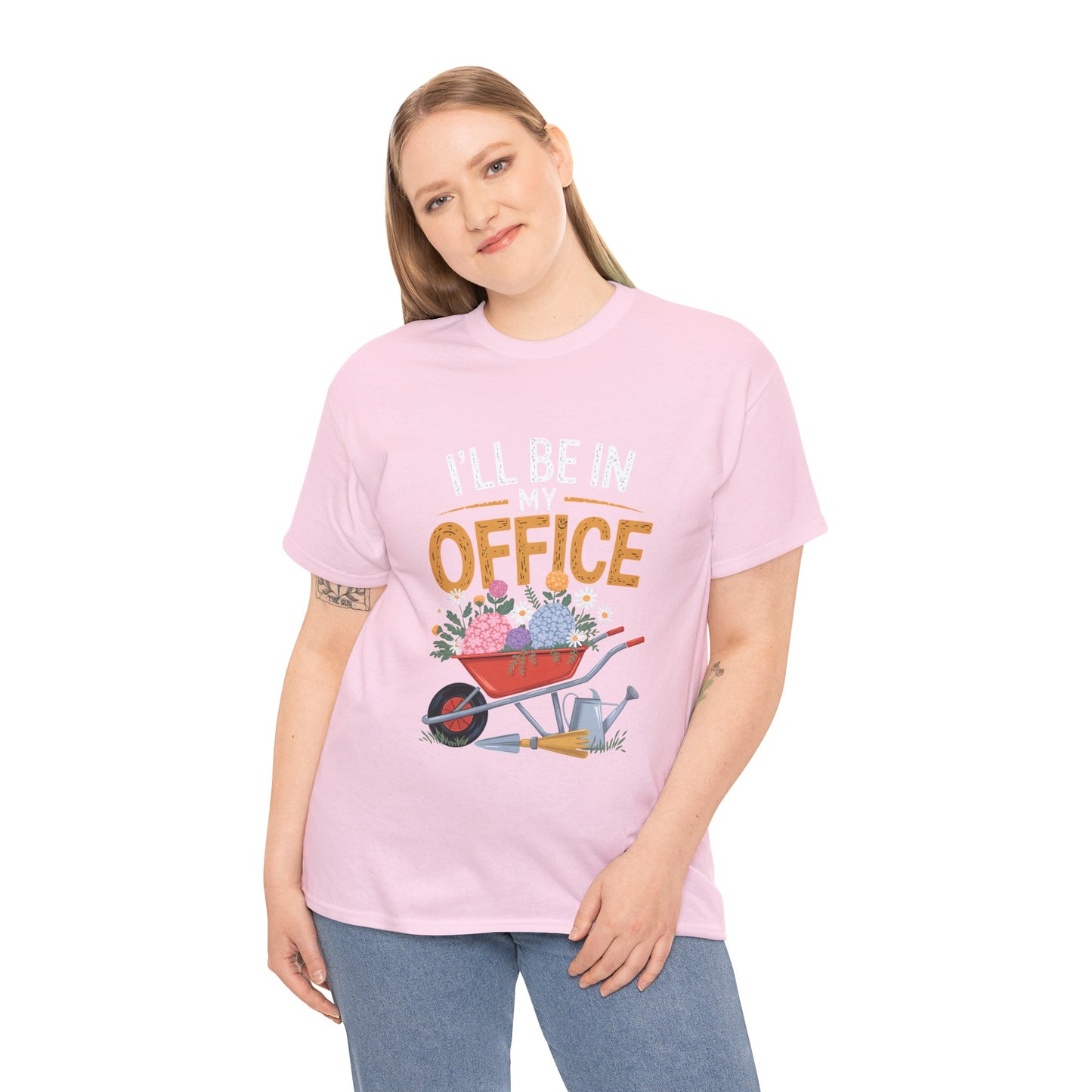 Unisex Heavy Cotton Tee – "I'll be in my office" Graphic T-Shirt for gardeners plant lovers, nature and gardening enthusiasts
