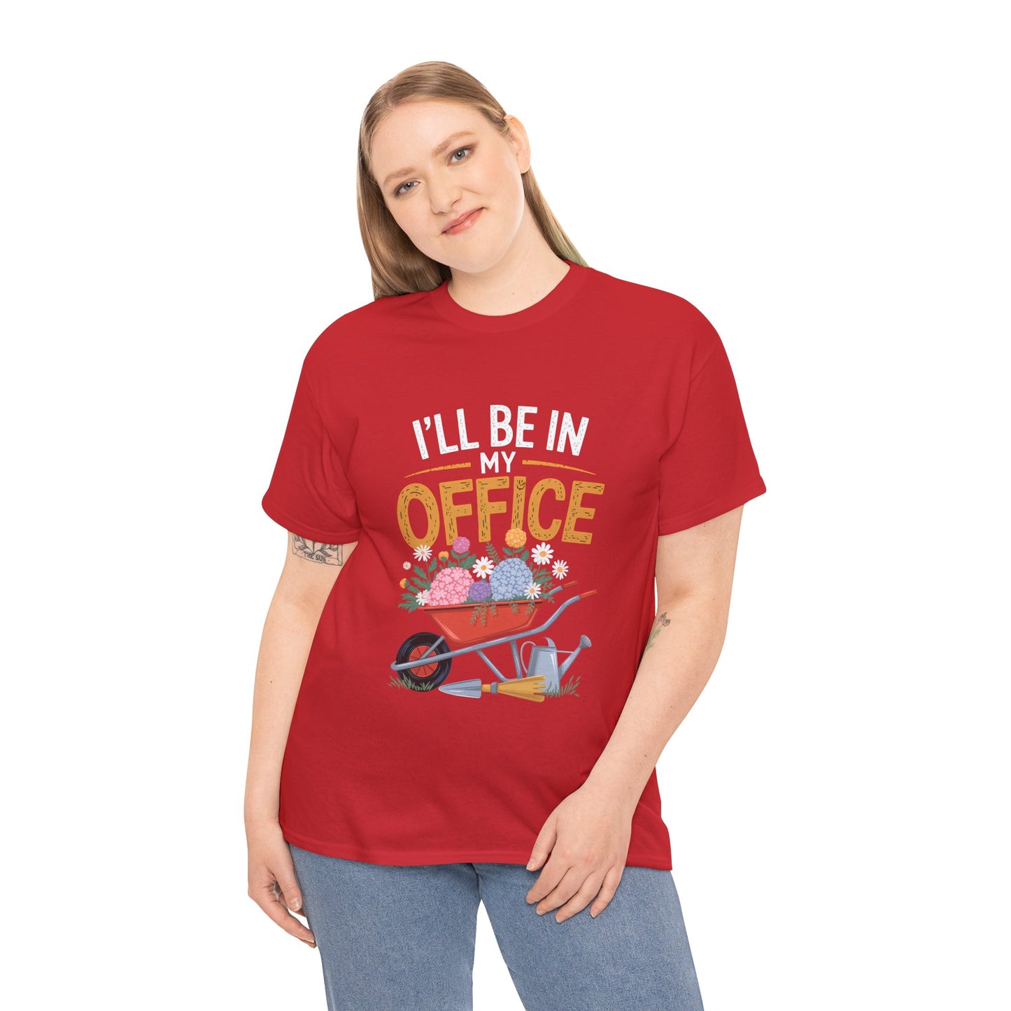 Unisex Heavy Cotton Tee – "I'll be in my office" Graphic T-Shirt for gardeners plant lovers, nature and gardening enthusiasts