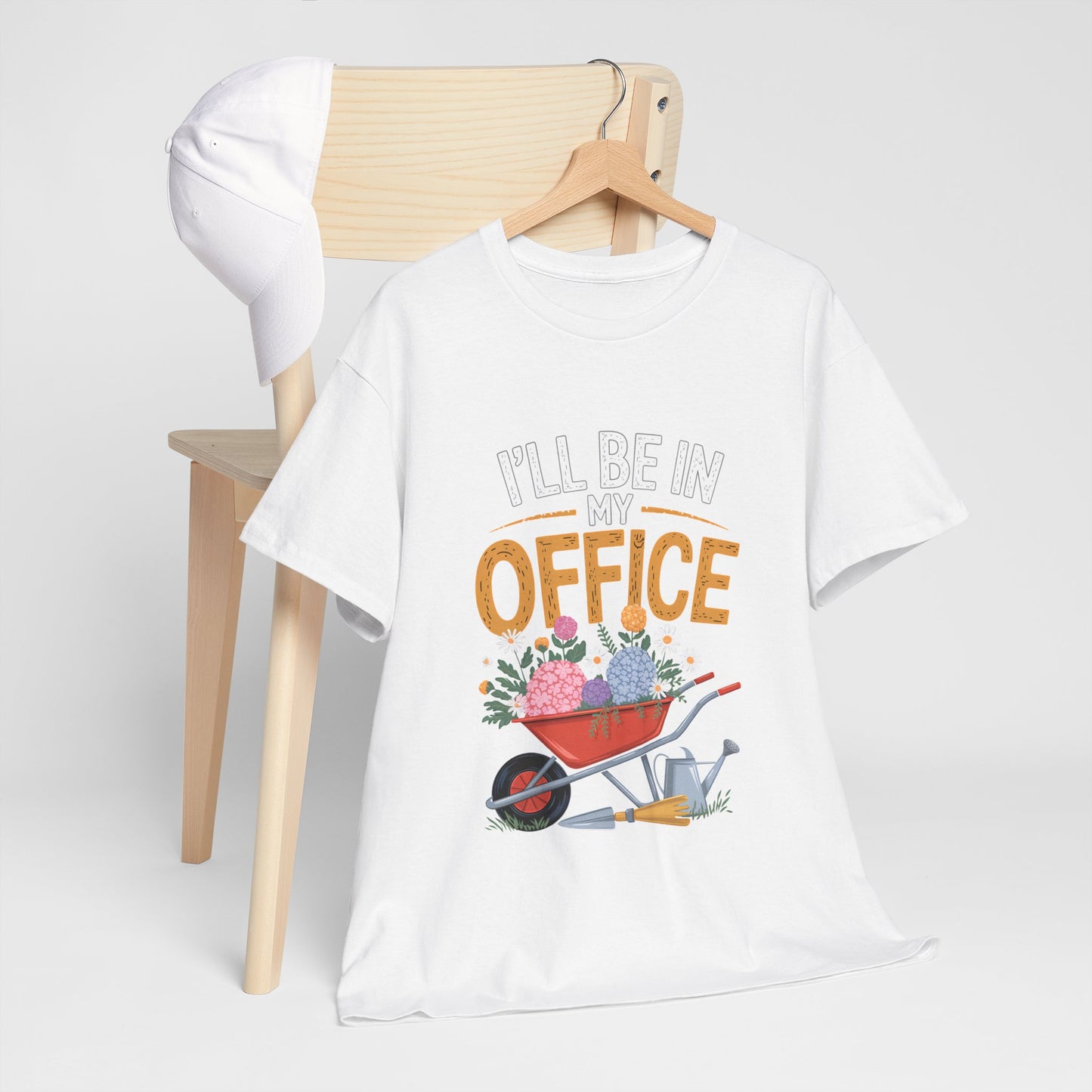 Unisex Heavy Cotton Tee – "I'll be in my office" Graphic T-Shirt for gardeners plant lovers, nature and gardening enthusiasts