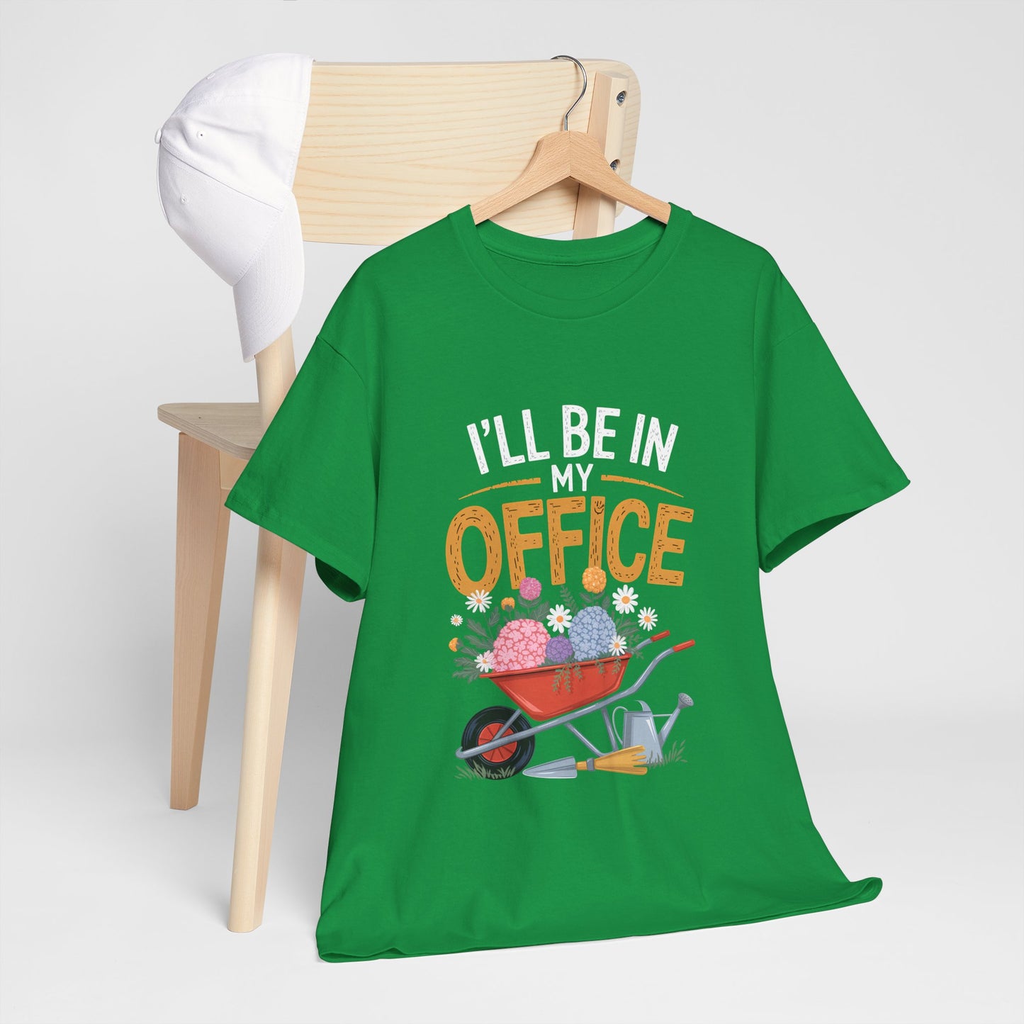 Unisex Heavy Cotton Tee – "I'll be in my office" Graphic T-Shirt for gardeners plant lovers, nature and gardening enthusiasts