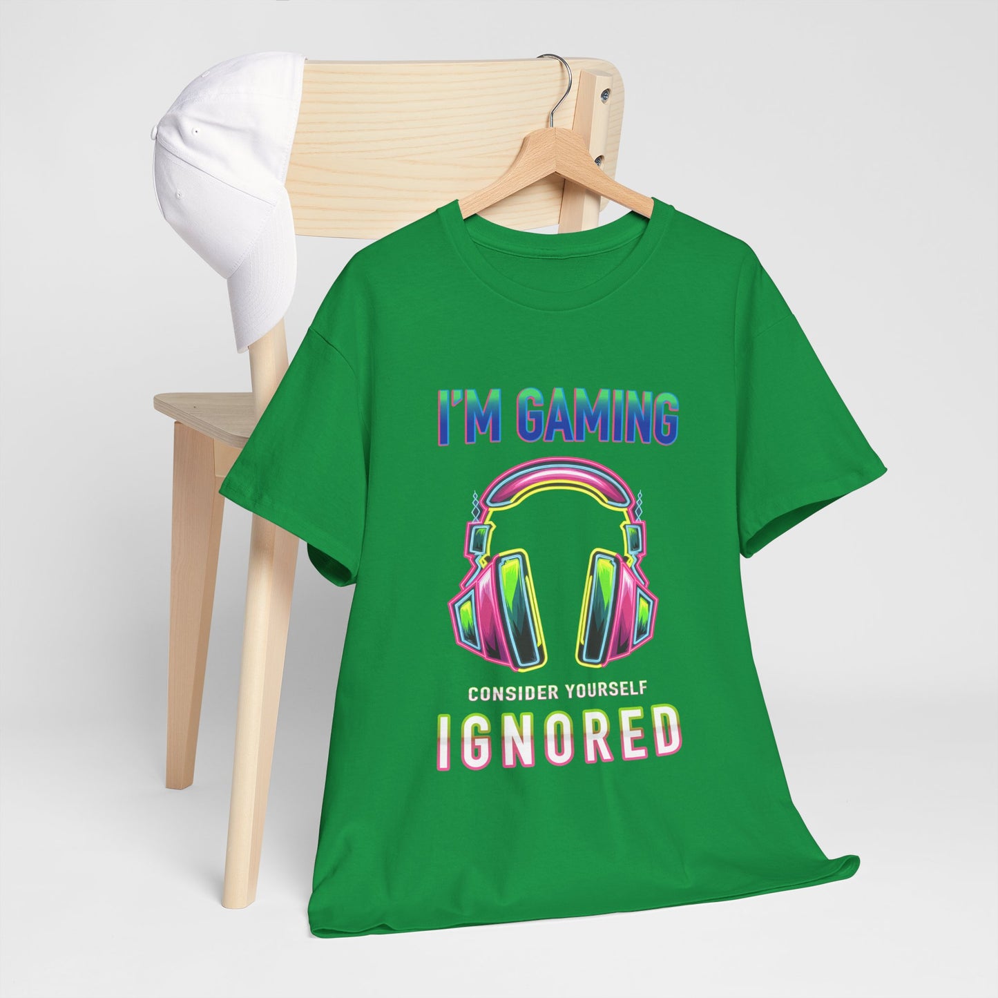 Unisex Heavy Cotton Tee – "I’m Gaming, Consider Yourself Ignored" Graphic T-Shirt