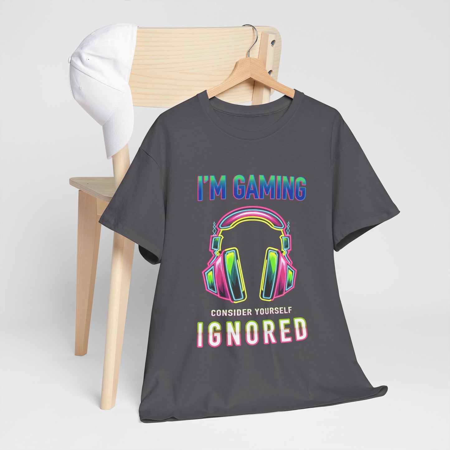 Unisex Heavy Cotton Tee – "I’m Gaming, Consider Yourself Ignored" Graphic T-Shirt