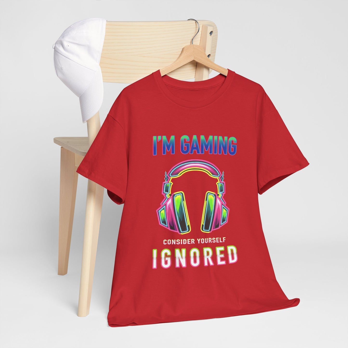 Unisex Heavy Cotton Tee – "I’m Gaming, Consider Yourself Ignored" Graphic T-Shirt