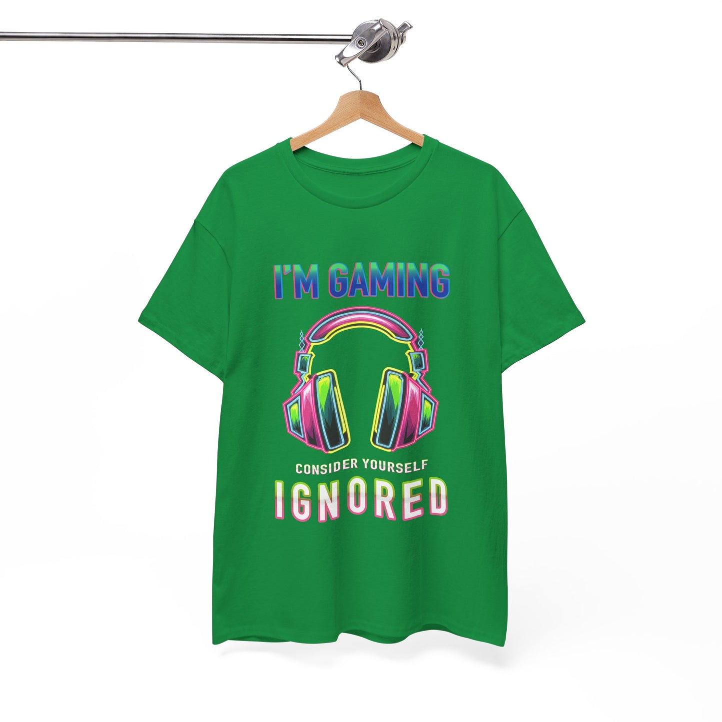Unisex Heavy Cotton Tee – "I’m Gaming, Consider Yourself Ignored" Graphic T-Shirt