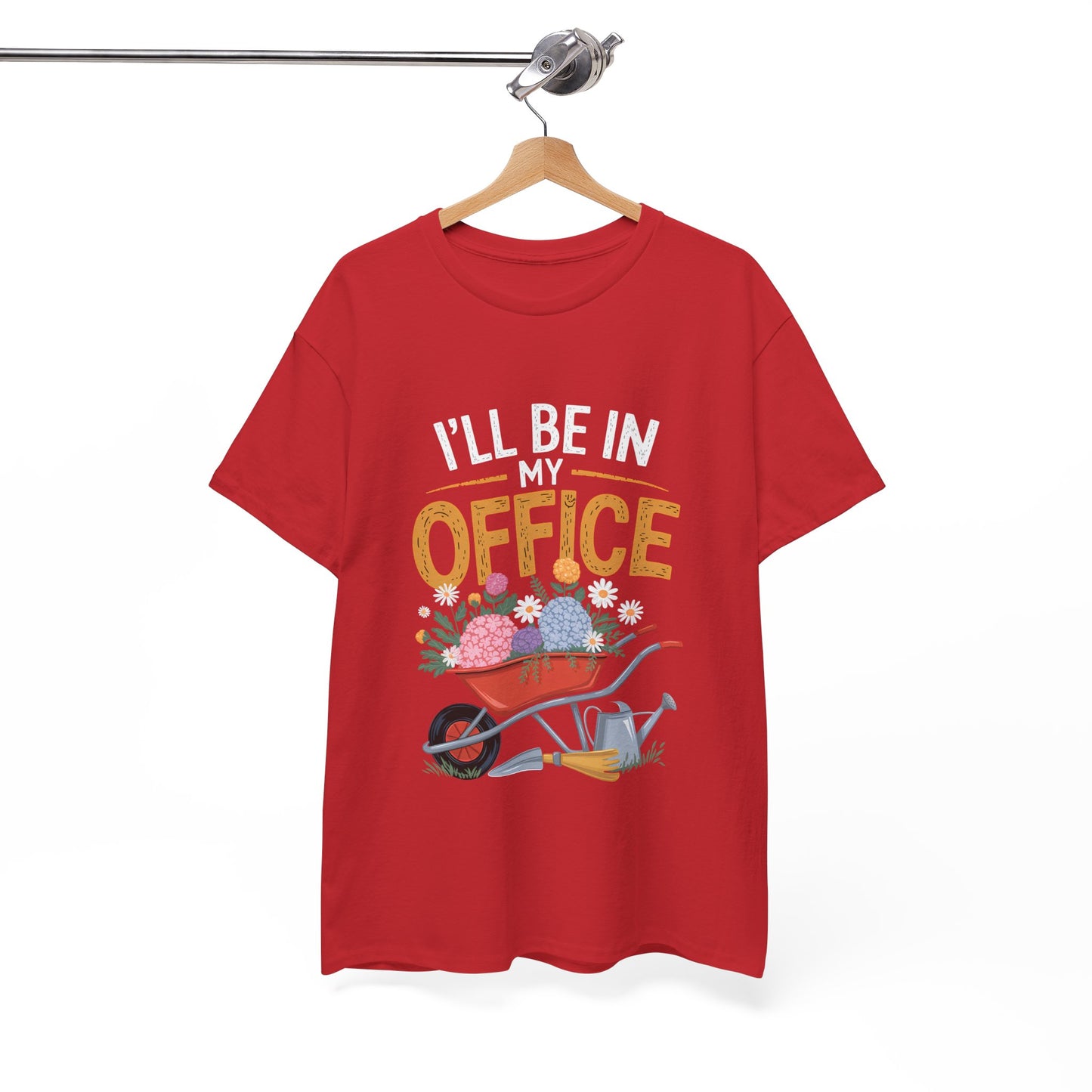 Unisex Heavy Cotton Tee – "I'll be in my office" Graphic T-Shirt for gardeners plant lovers, nature and gardening enthusiasts