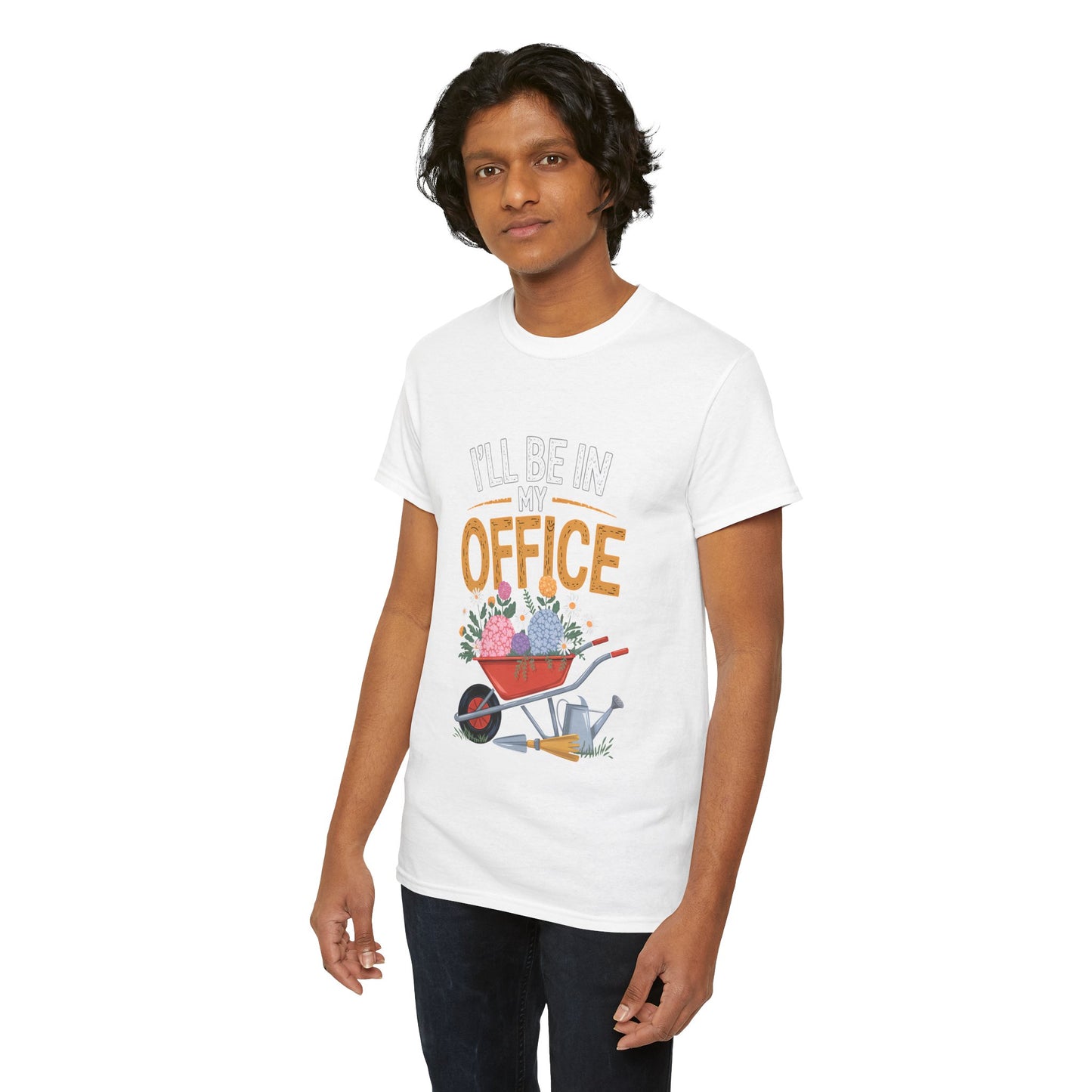 Unisex Heavy Cotton Tee – "I'll be in my office" Graphic T-Shirt for gardeners plant lovers, nature and gardening enthusiasts