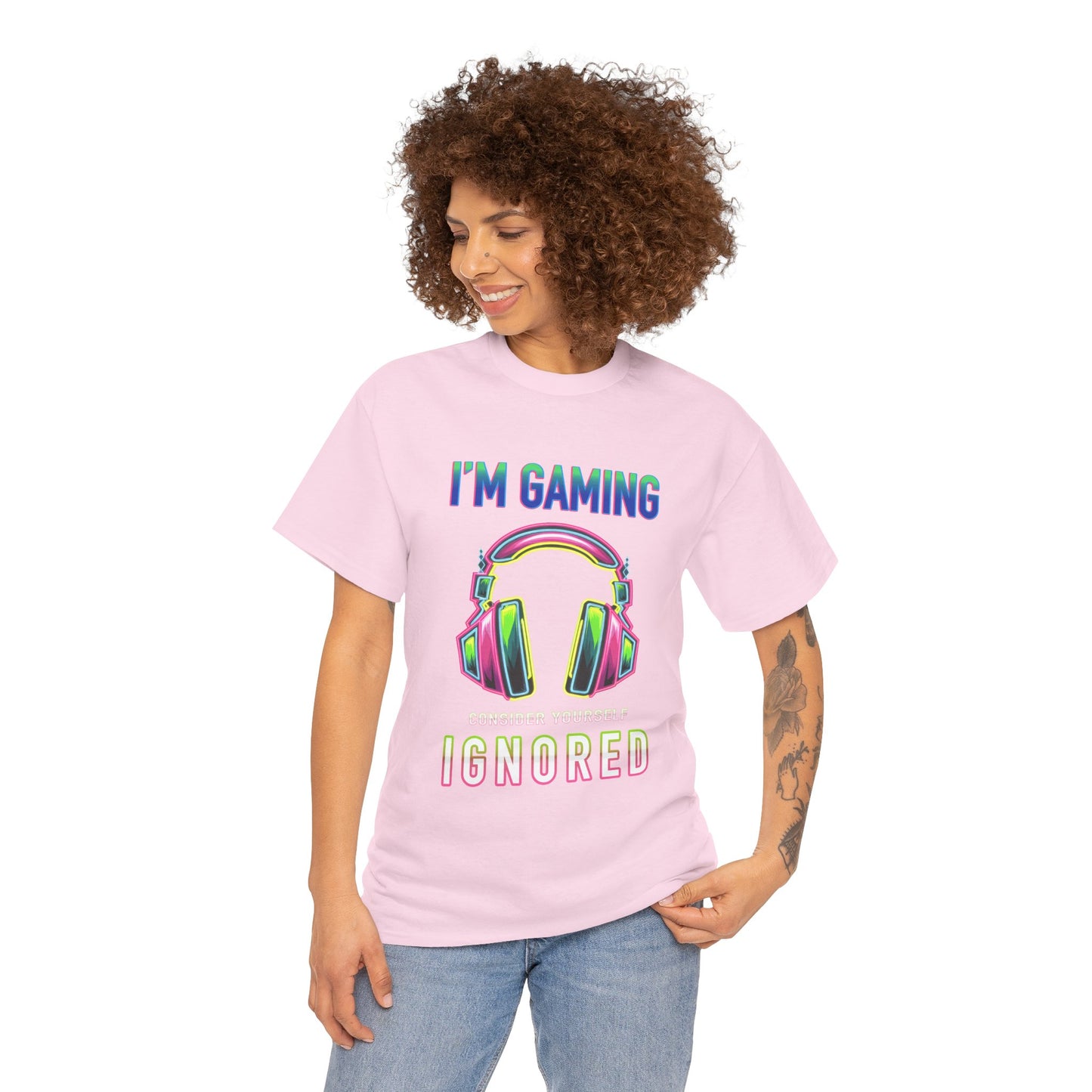 Unisex Heavy Cotton Tee – "I’m Gaming, Consider Yourself Ignored" Graphic T-Shirt