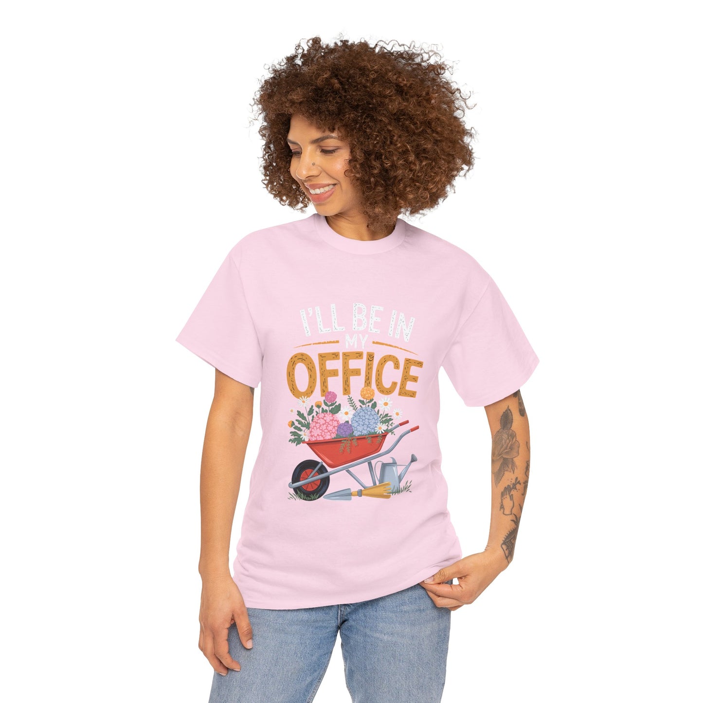 Unisex Heavy Cotton Tee – "I'll be in my office" Graphic T-Shirt for gardeners plant lovers, nature and gardening enthusiasts