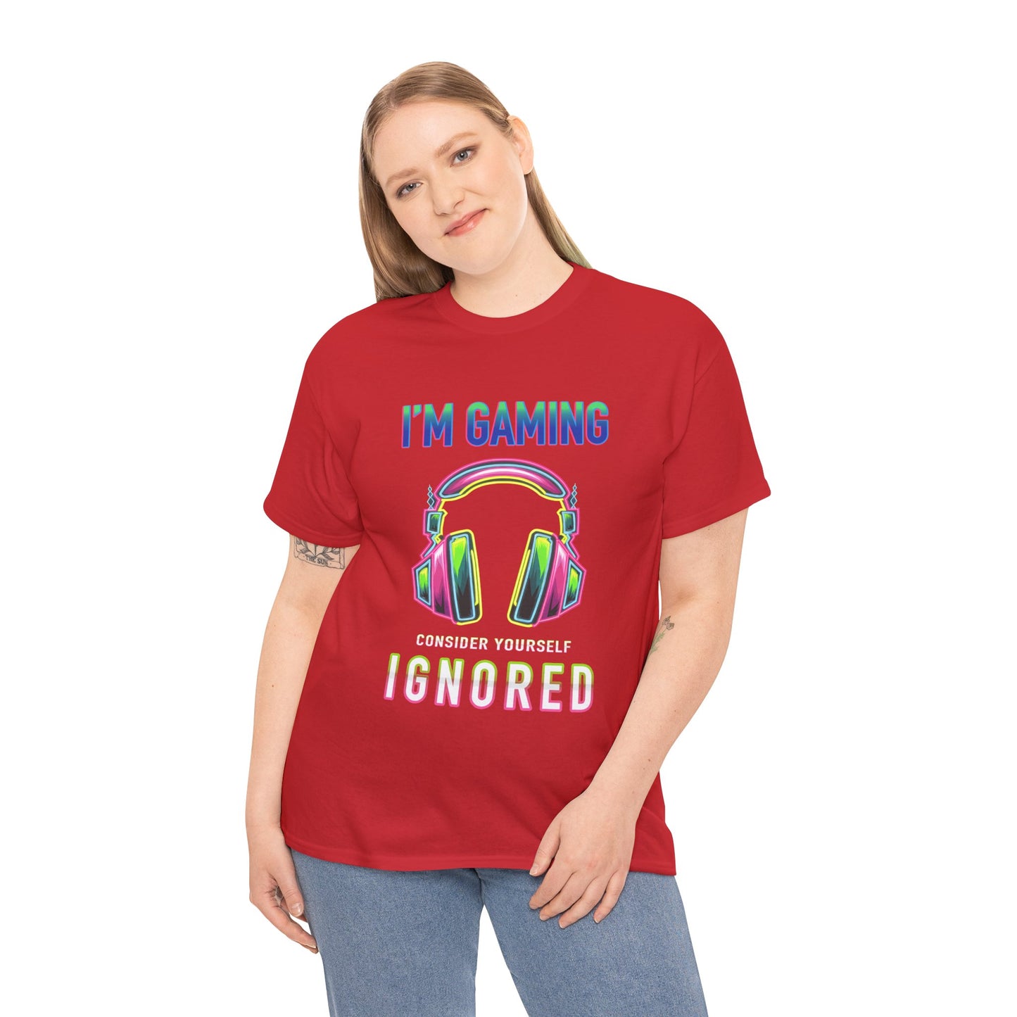 Unisex Heavy Cotton Tee – "I’m Gaming, Consider Yourself Ignored" Graphic T-Shirt
