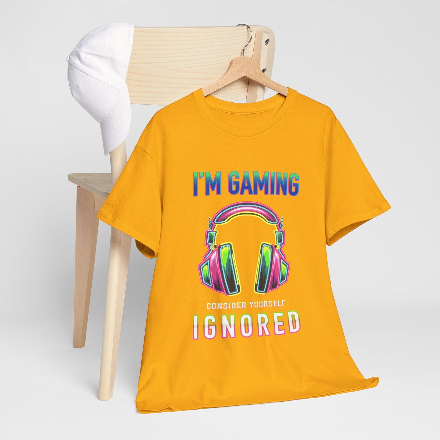 Unisex Heavy Cotton Tee – "I’m Gaming, Consider Yourself Ignored" Graphic T-Shirt