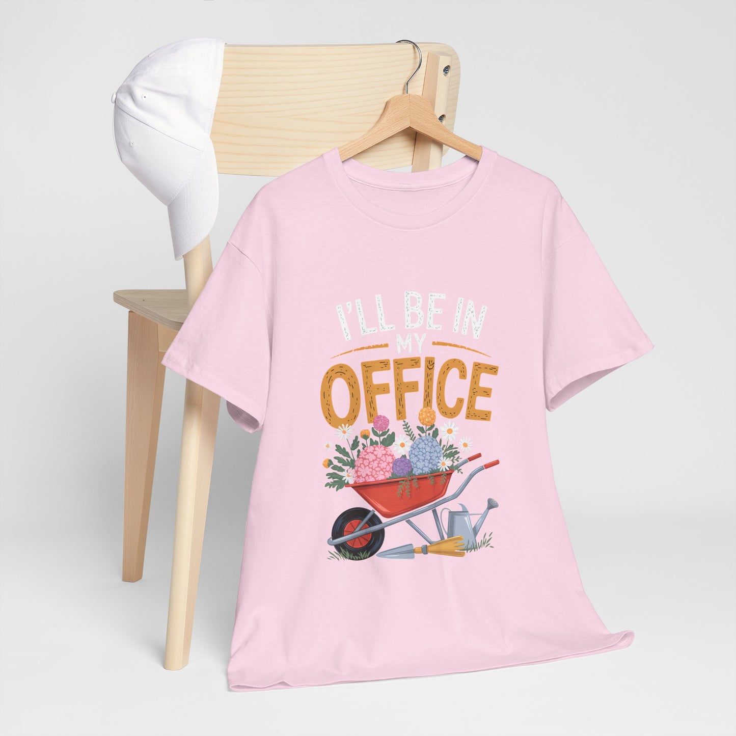 Unisex Heavy Cotton Tee – "I'll be in my office" Graphic T-Shirt for gardeners plant lovers, nature and gardening enthusiasts