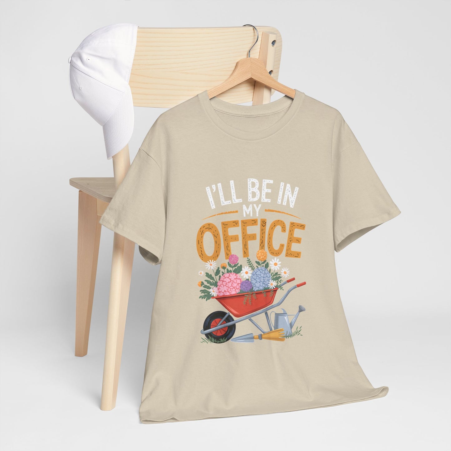 Unisex Heavy Cotton Tee – "I'll be in my office" Graphic T-Shirt for gardeners plant lovers, nature and gardening enthusiasts