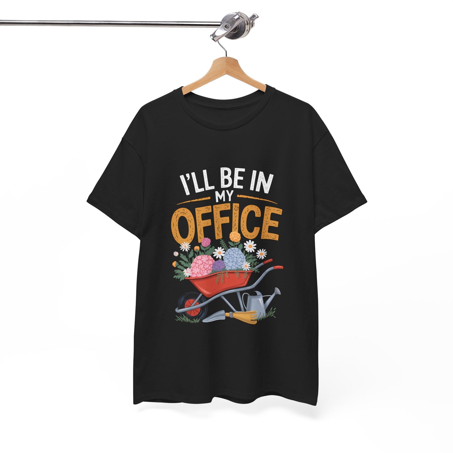 Unisex Heavy Cotton Tee – "I'll be in my office" Graphic T-Shirt for gardeners plant lovers, nature and gardening enthusiasts