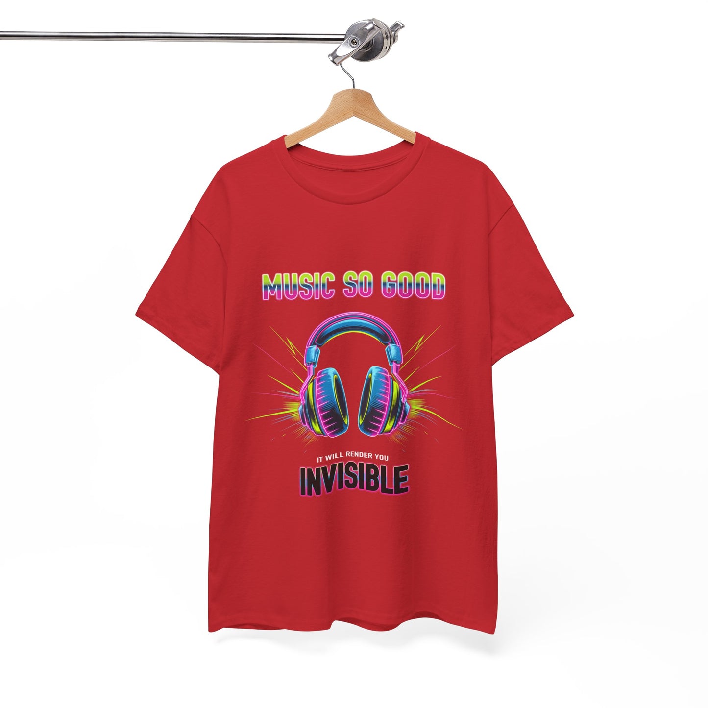 Unisex Heavy Cotton Tee – "Music So Good, It Will Render You Invisible" Graphic T-Shirt