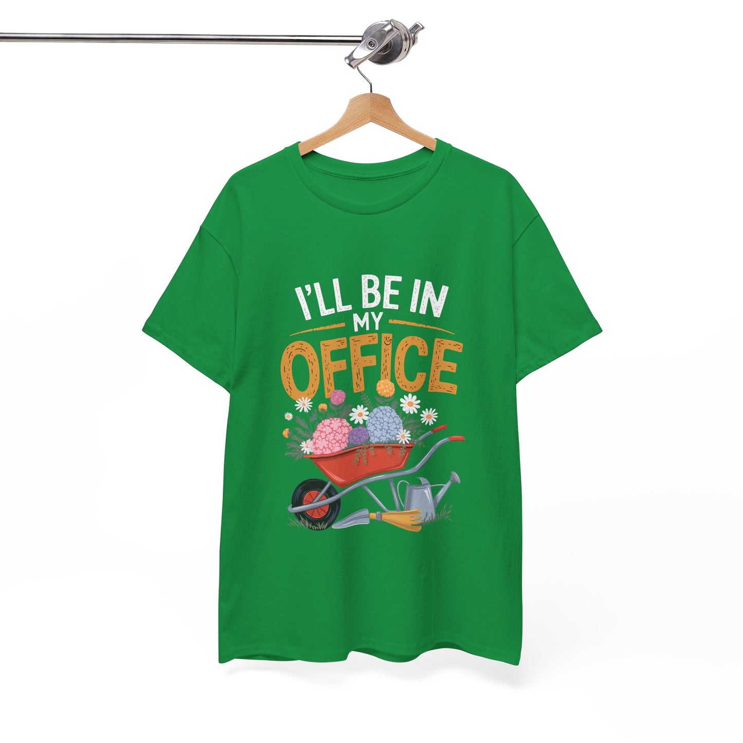 Unisex Heavy Cotton Tee – "I'll be in my office" Graphic T-Shirt for gardeners plant lovers, nature and gardening enthusiasts