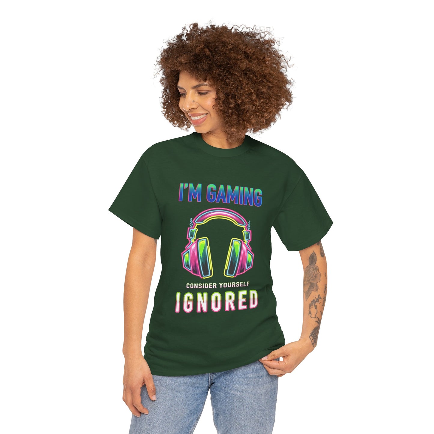 Unisex Heavy Cotton Tee – "I’m Gaming, Consider Yourself Ignored" Graphic T-Shirt