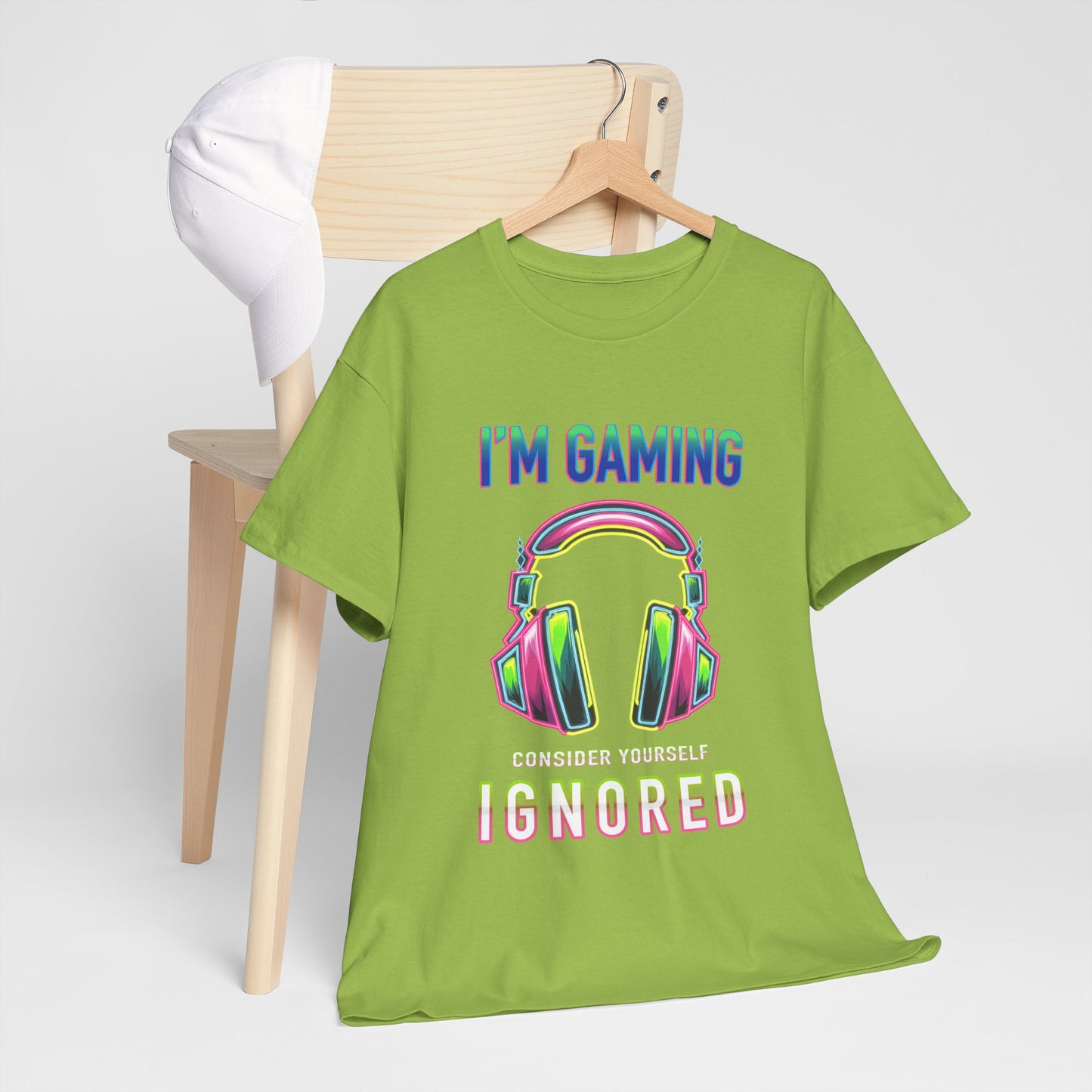 Unisex Heavy Cotton Tee – "I’m Gaming, Consider Yourself Ignored" Graphic T-Shirt