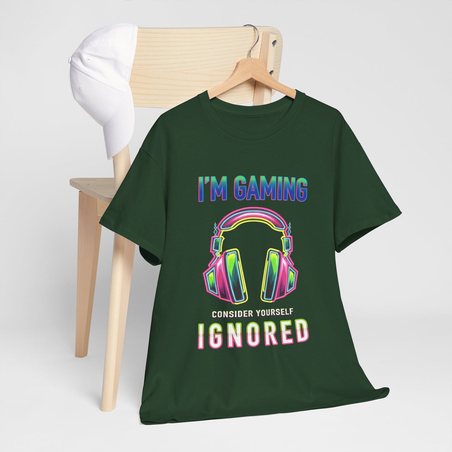 Unisex Heavy Cotton Tee – "I’m Gaming, Consider Yourself Ignored" Graphic T-Shirt