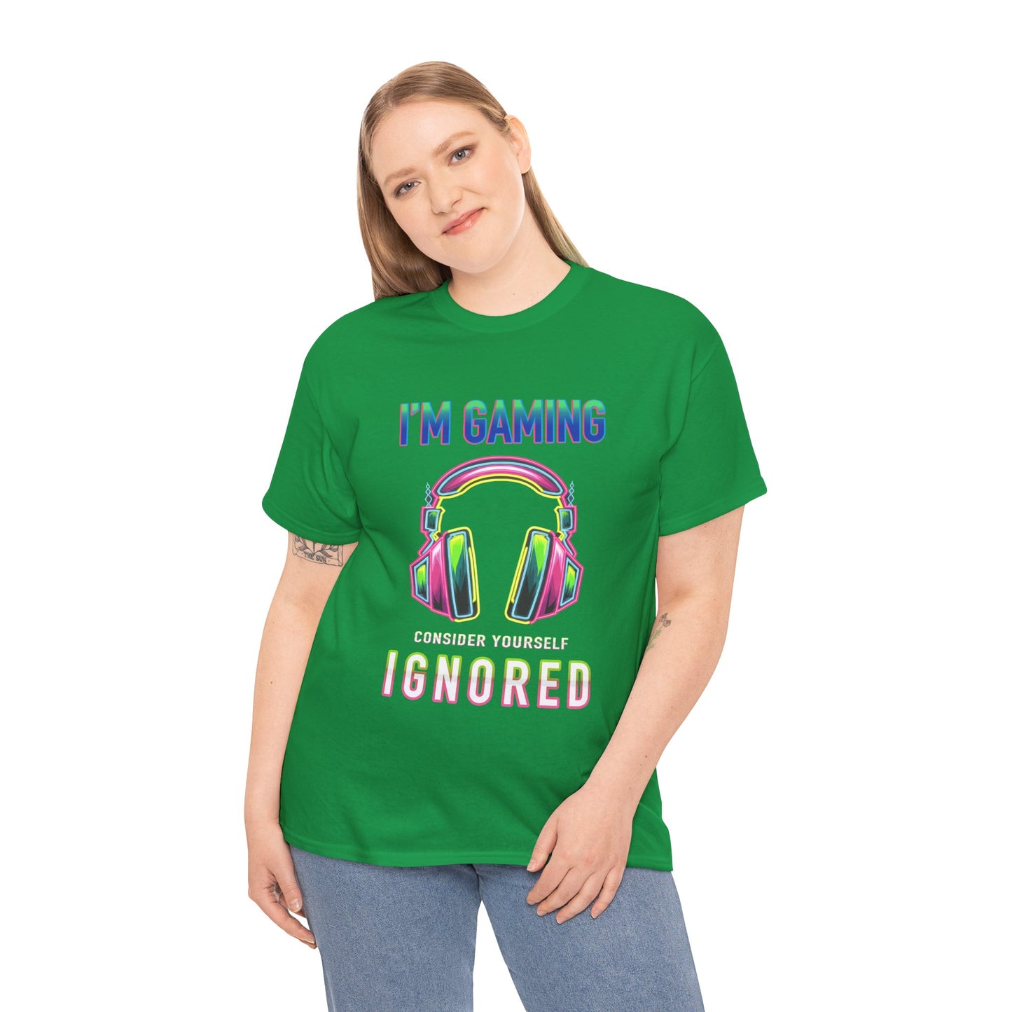 Unisex Heavy Cotton Tee – "I’m Gaming, Consider Yourself Ignored" Graphic T-Shirt