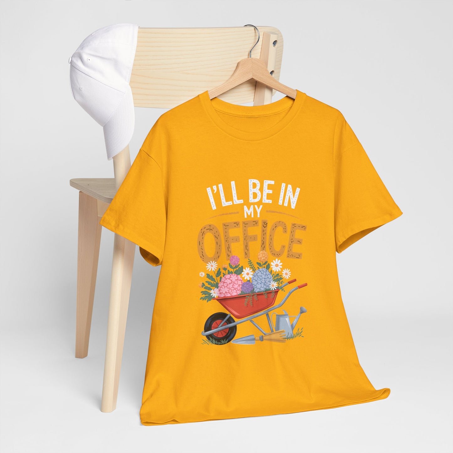 Unisex Heavy Cotton Tee – "I'll be in my office" Graphic T-Shirt for gardeners plant lovers, nature and gardening enthusiasts