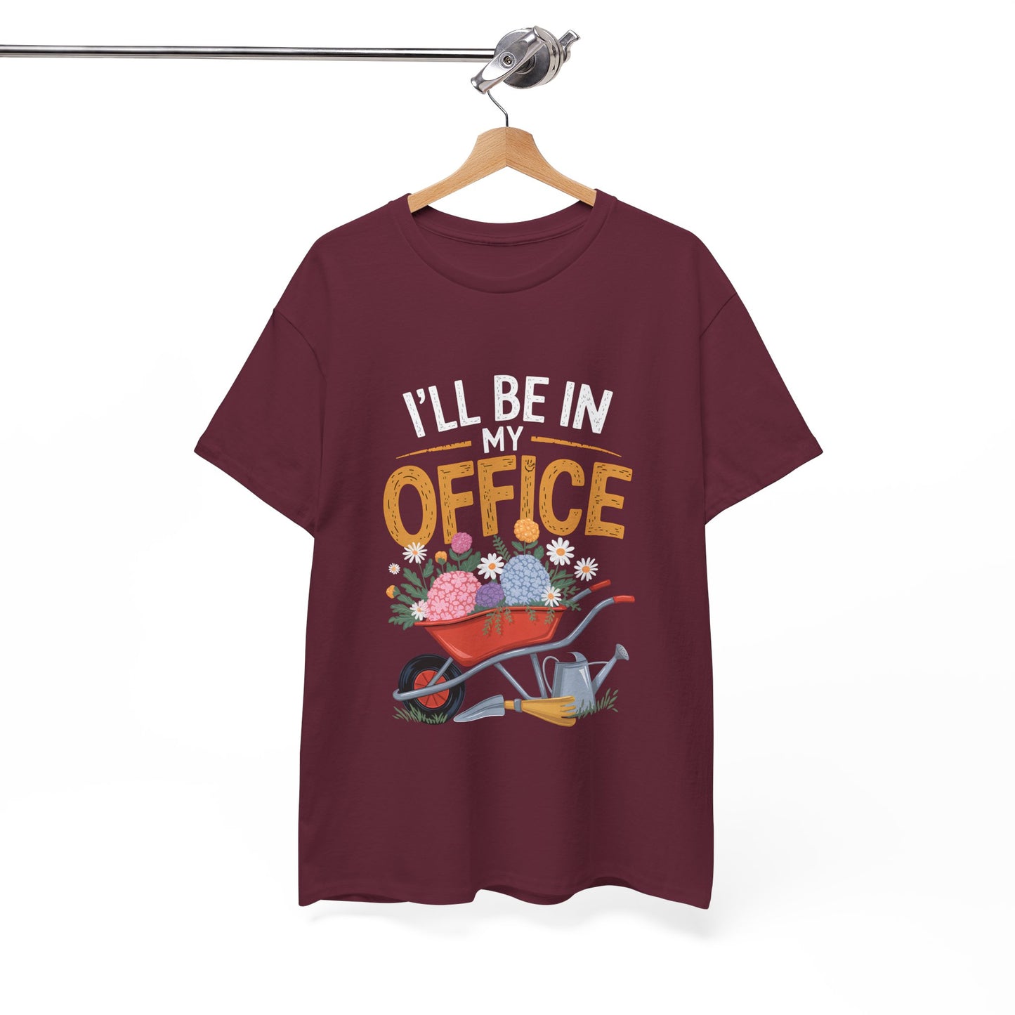 Unisex Heavy Cotton Tee – "I'll be in my office" Graphic T-Shirt for gardeners plant lovers, nature and gardening enthusiasts