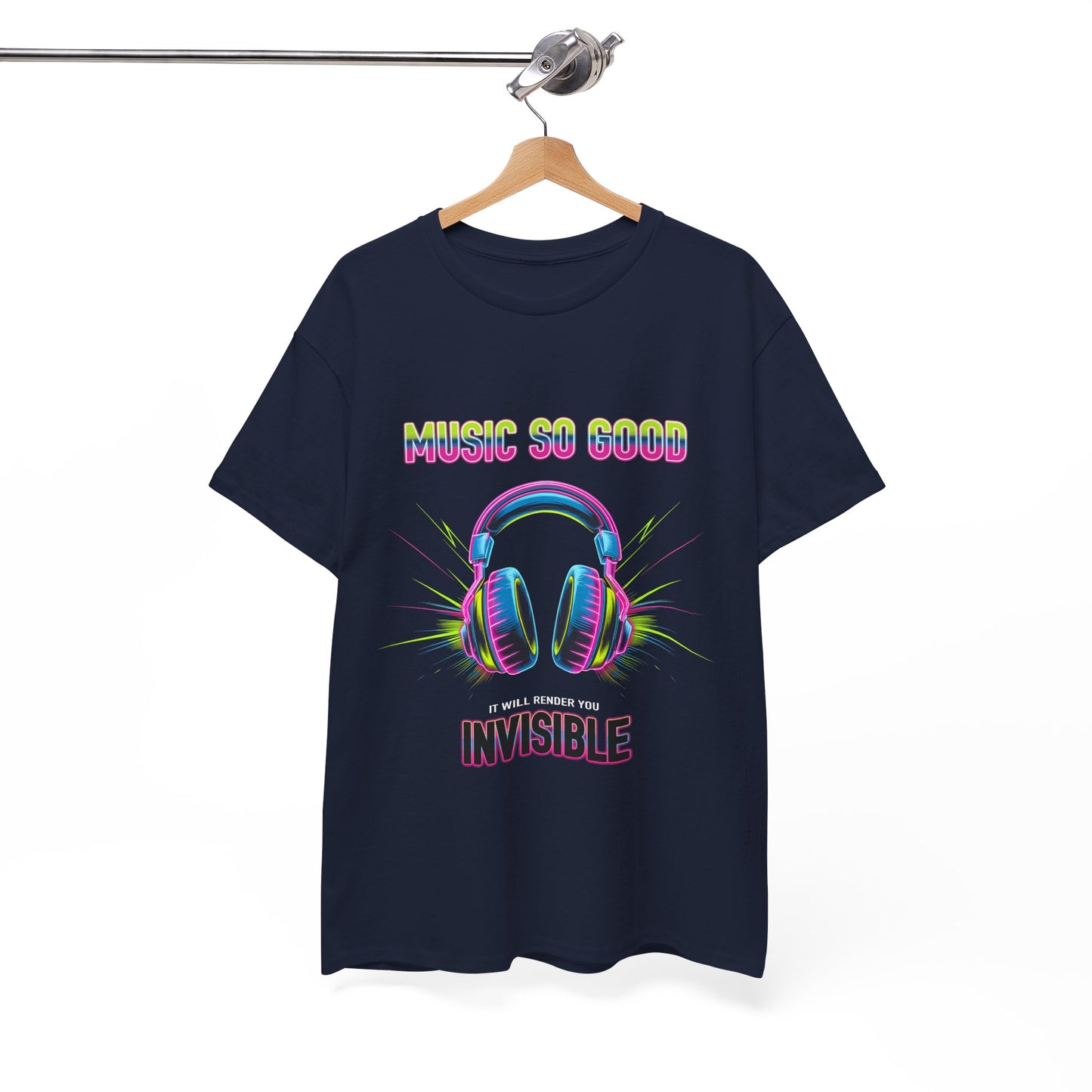 Unisex Heavy Cotton Tee – "Music So Good, It Will Render You Invisible" Graphic T-Shirt