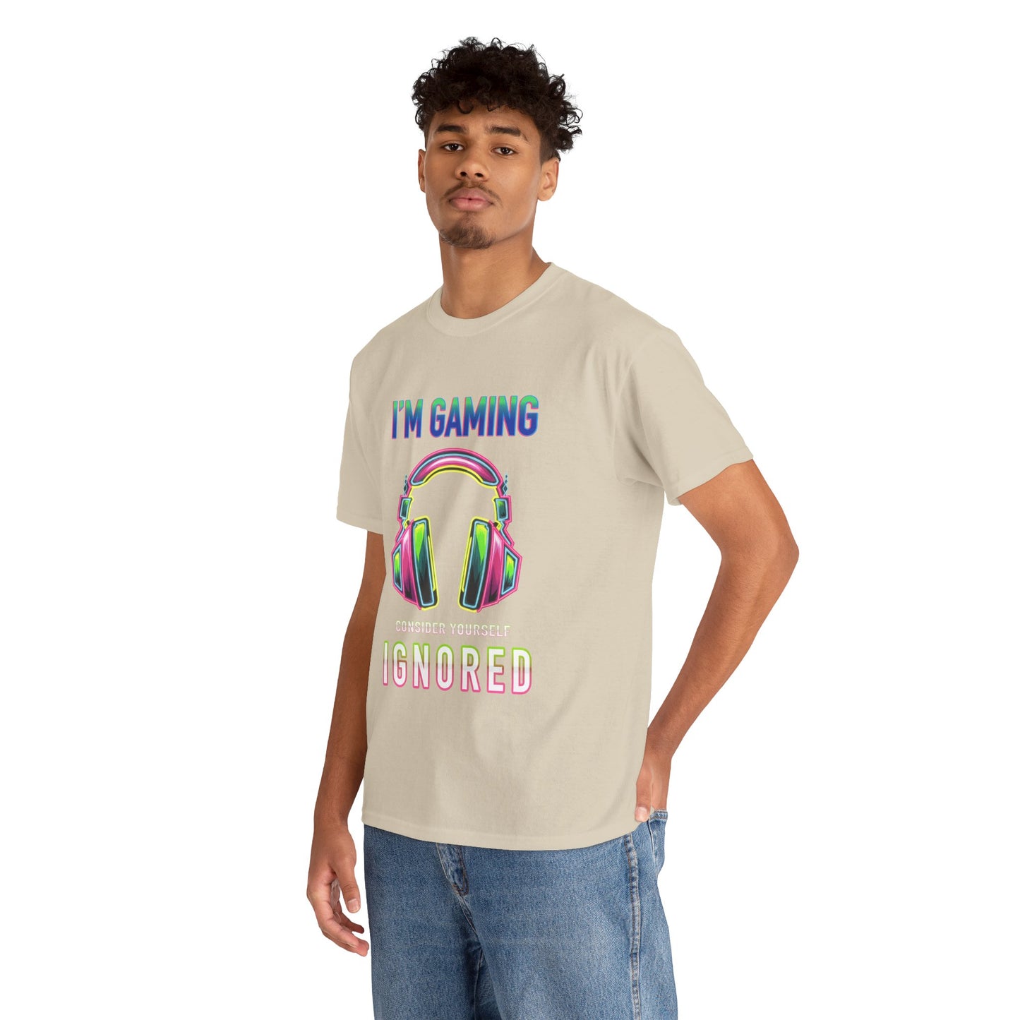 Unisex Heavy Cotton Tee – "I’m Gaming, Consider Yourself Ignored" Graphic T-Shirt