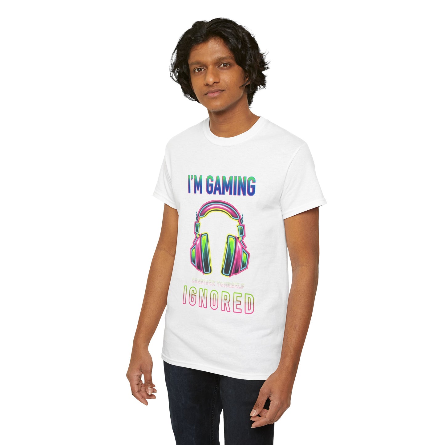 Unisex Heavy Cotton Tee – "I’m Gaming, Consider Yourself Ignored" Graphic T-Shirt