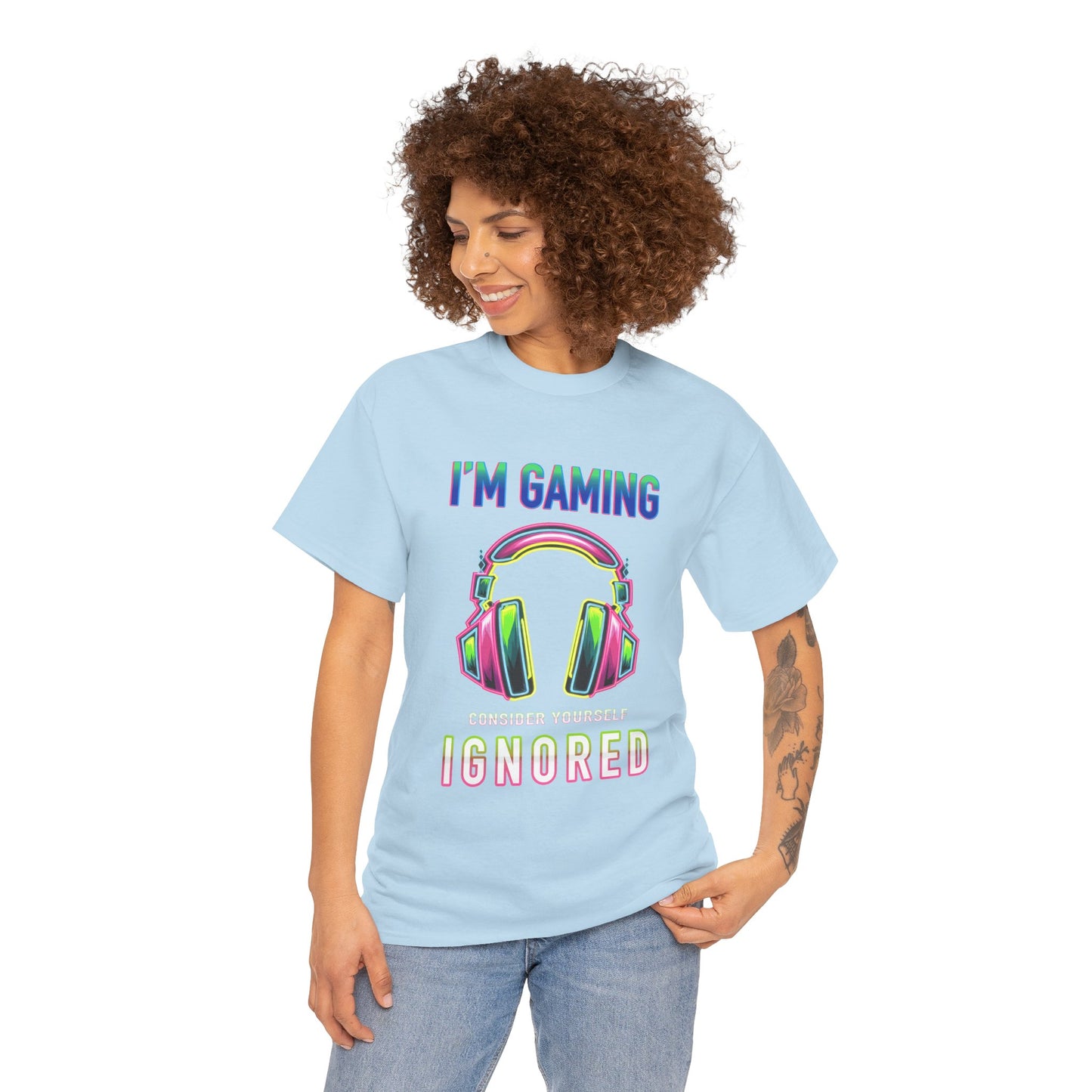 Unisex Heavy Cotton Tee – "I’m Gaming, Consider Yourself Ignored" Graphic T-Shirt