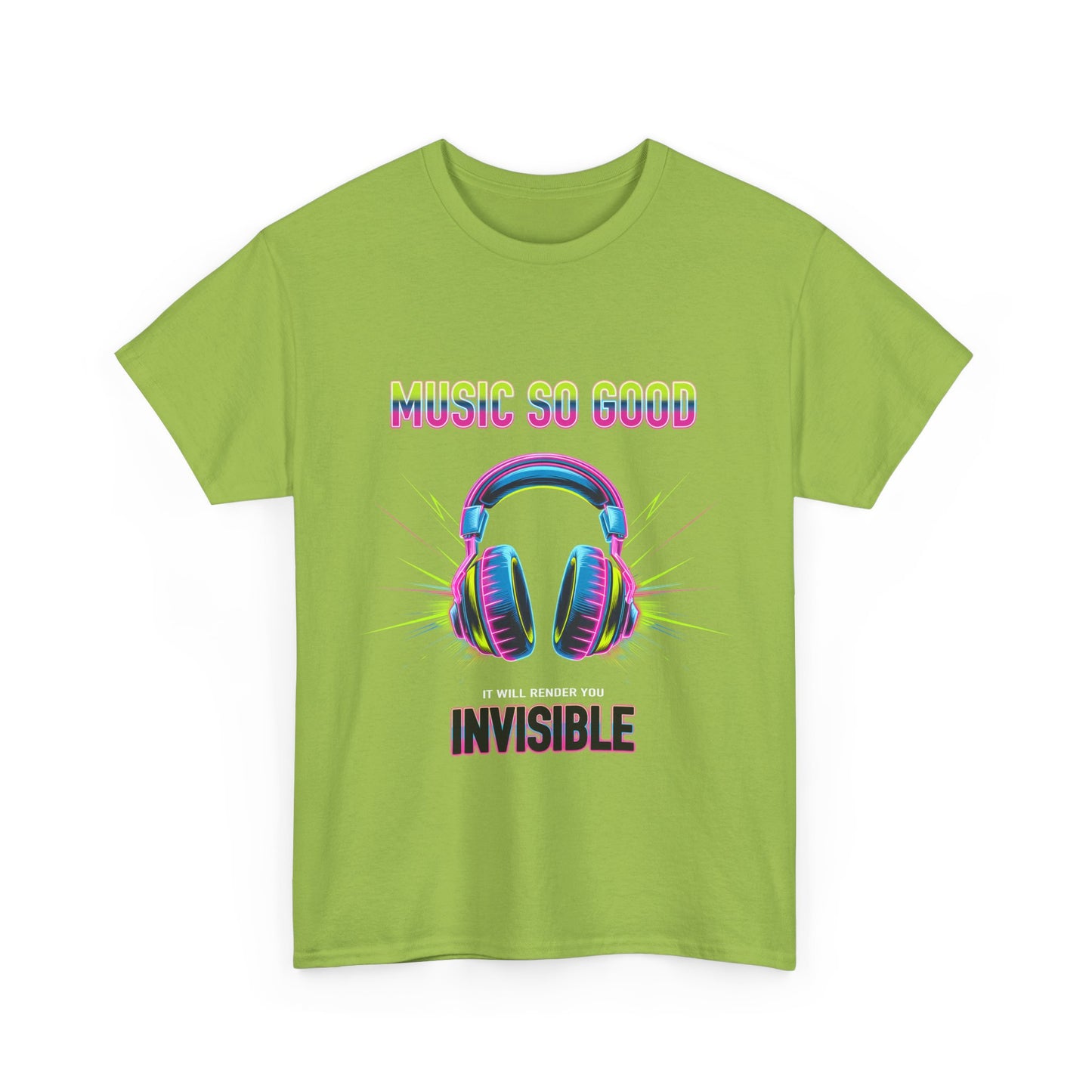 Unisex Heavy Cotton Tee – "Music So Good, It Will Render You Invisible" Graphic T-Shirt