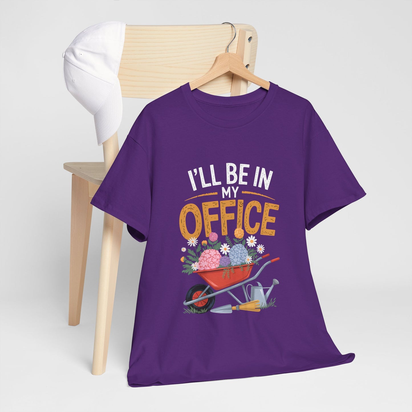 Unisex Heavy Cotton Tee – "I'll be in my office" Graphic T-Shirt for gardeners plant lovers, nature and gardening enthusiasts