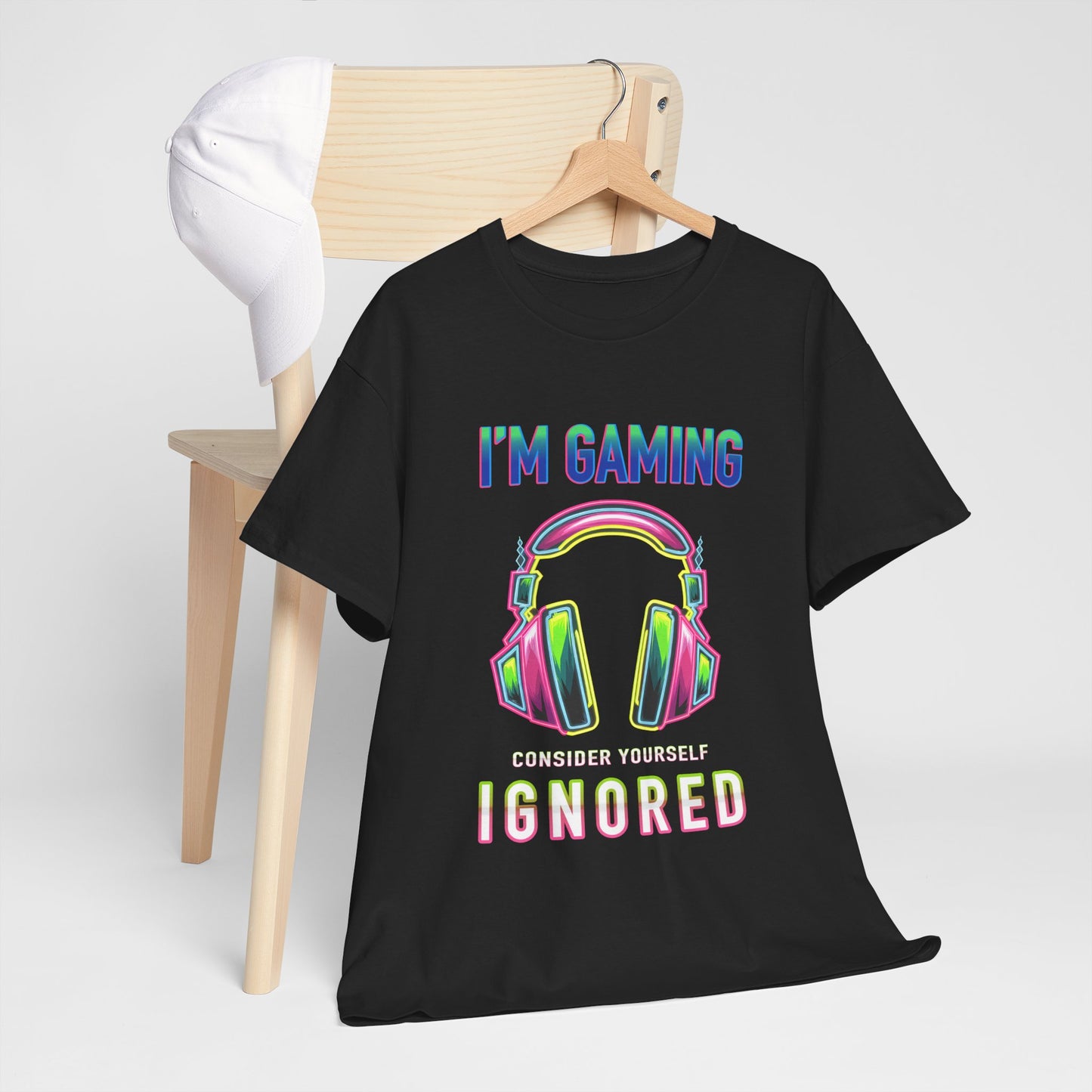 Unisex Heavy Cotton Tee – "I’m Gaming, Consider Yourself Ignored" Graphic T-Shirt