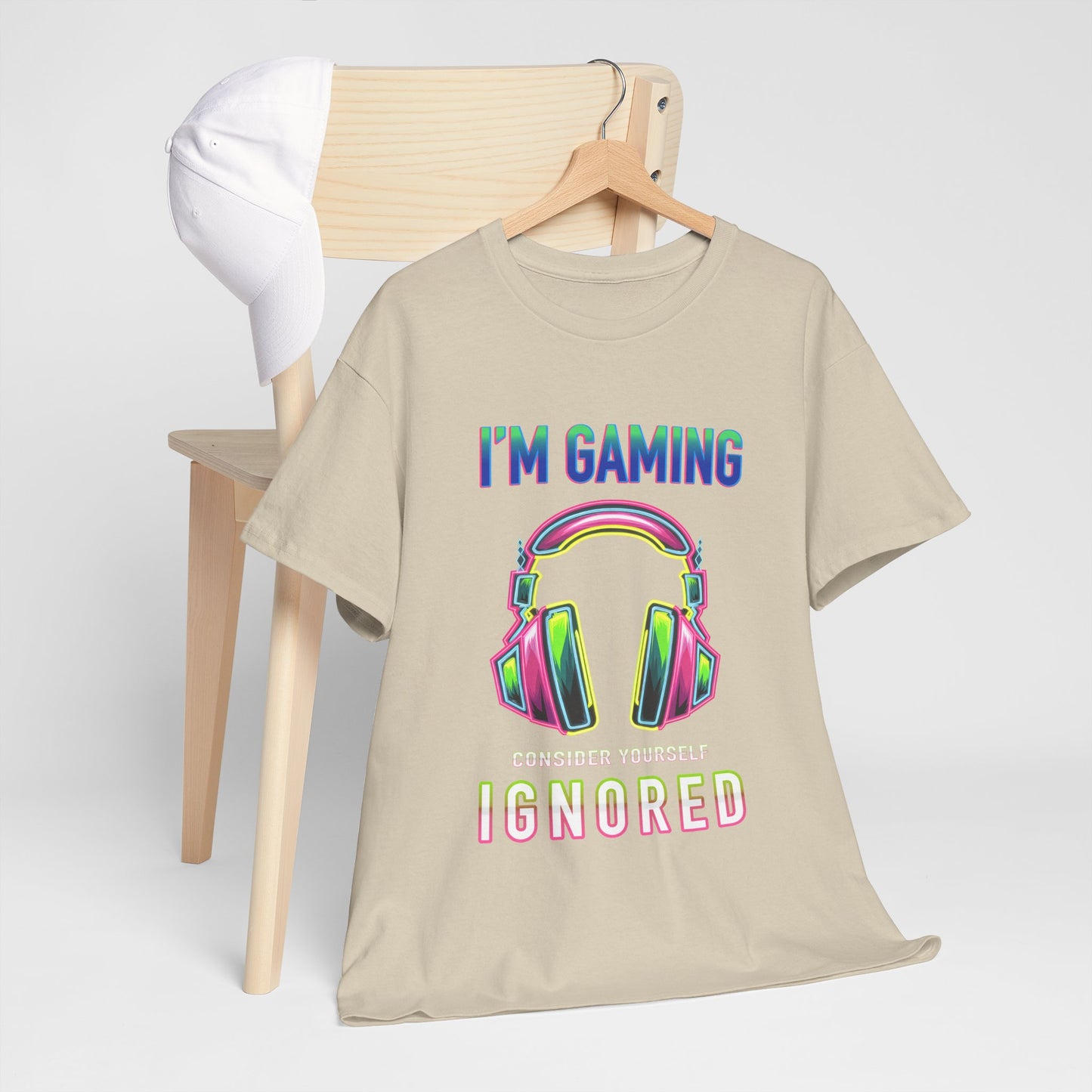 Unisex Heavy Cotton Tee – "I’m Gaming, Consider Yourself Ignored" Graphic T-Shirt
