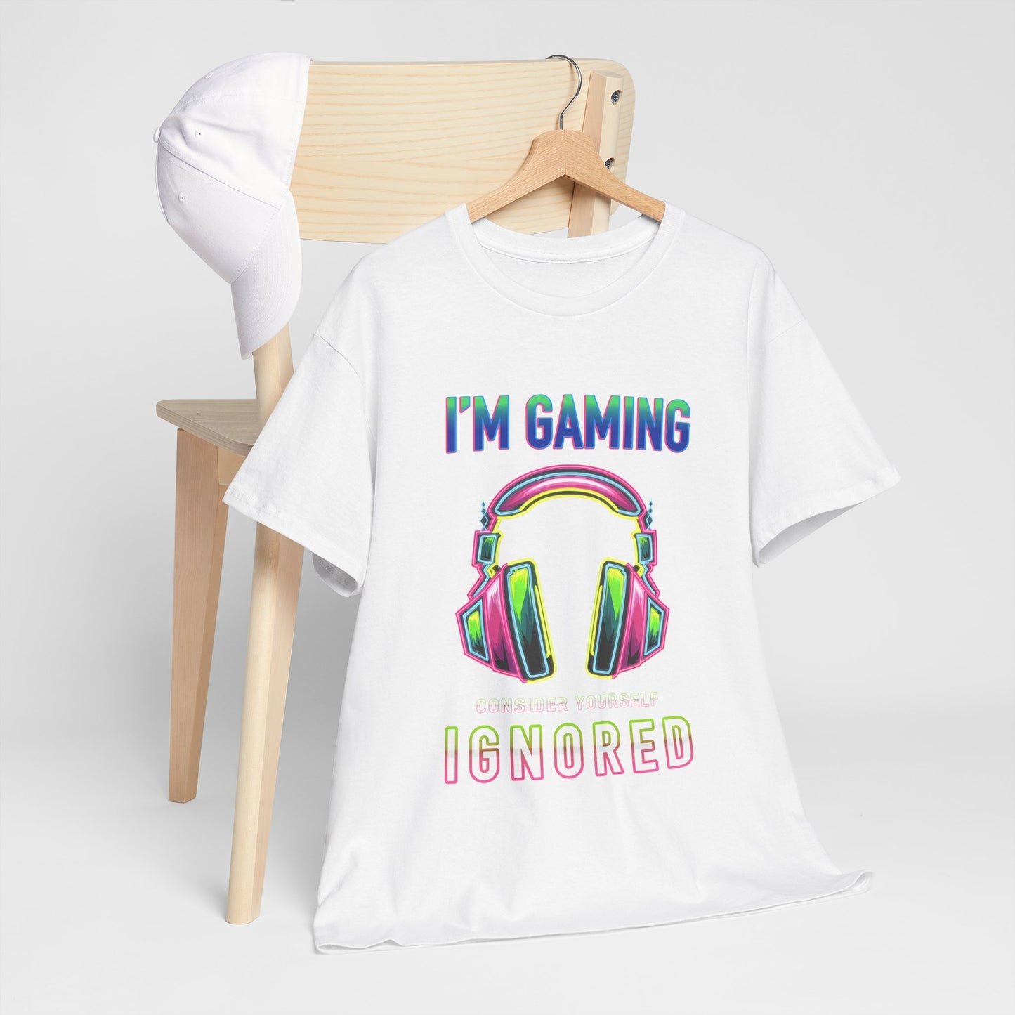 Unisex Heavy Cotton Tee – "I’m Gaming, Consider Yourself Ignored" Graphic T-Shirt