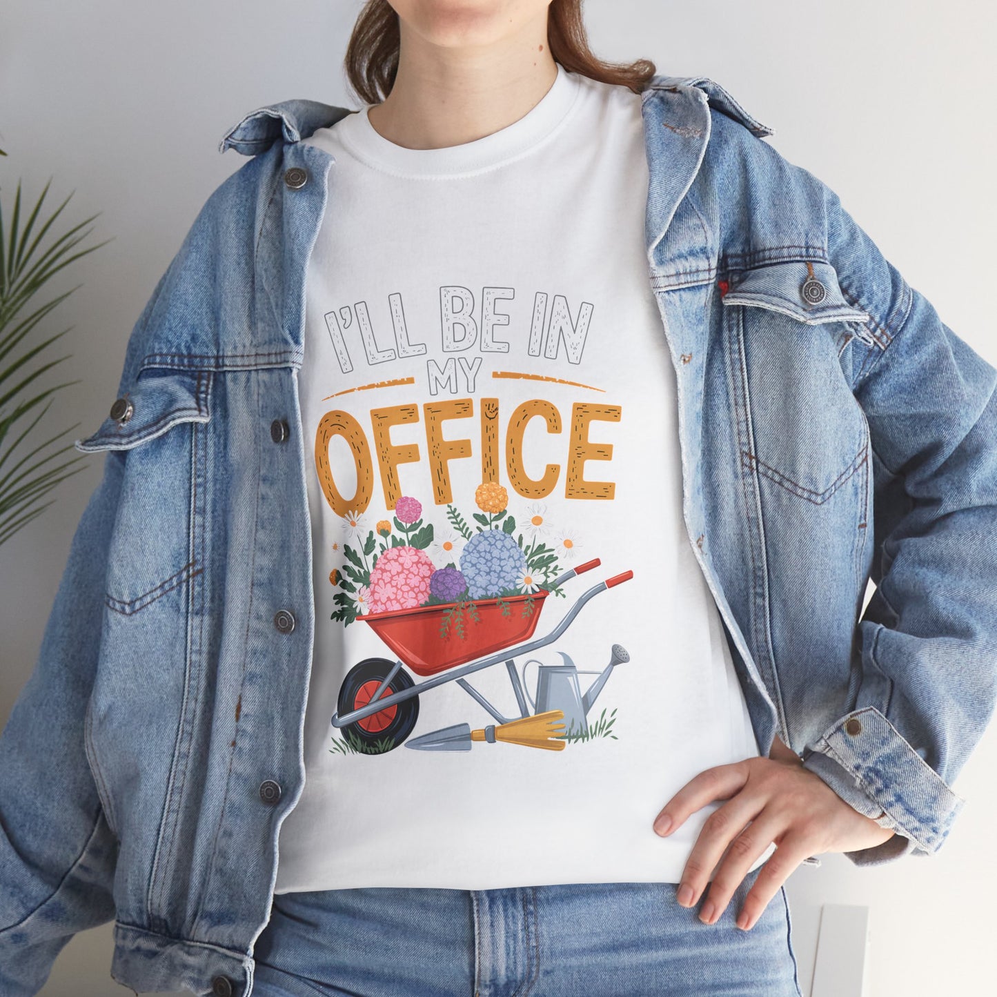 Unisex Heavy Cotton Tee – "I'll be in my office" Graphic T-Shirt for gardeners plant lovers, nature and gardening enthusiasts