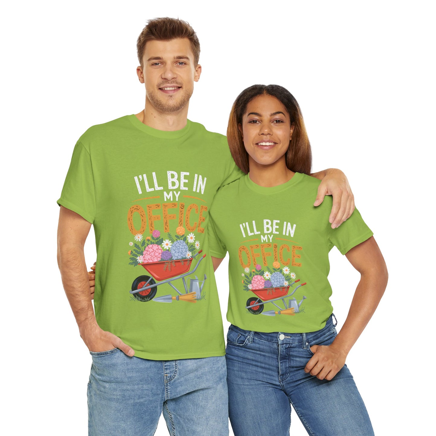 Unisex Heavy Cotton Tee – "I'll be in my office" Graphic T-Shirt for gardeners plant lovers, nature and gardening enthusiasts