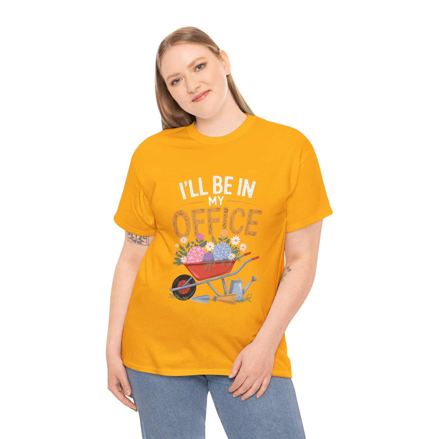Unisex Heavy Cotton Tee – "I'll be in my office" Graphic T-Shirt for gardeners plant lovers, nature and gardening enthusiasts