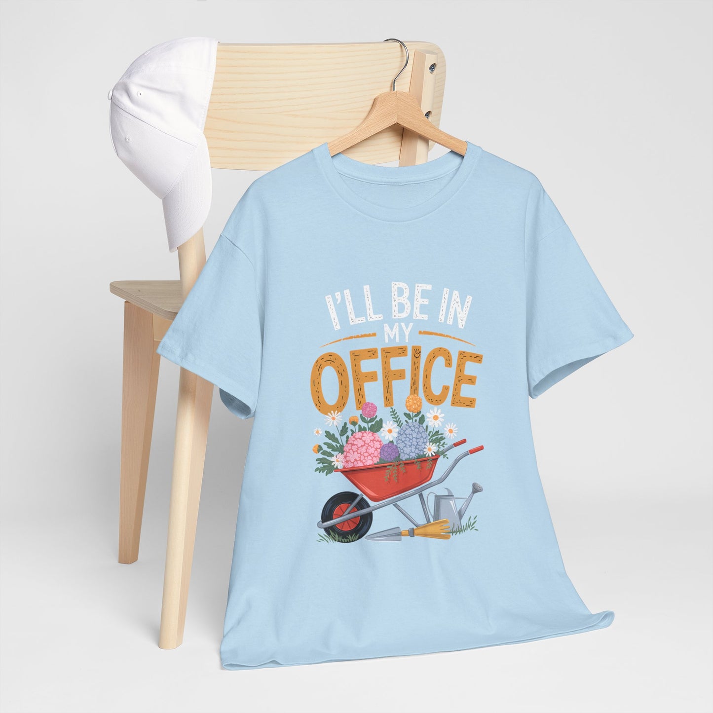 Unisex Heavy Cotton Tee – "I'll be in my office" Graphic T-Shirt for gardeners plant lovers, nature and gardening enthusiasts