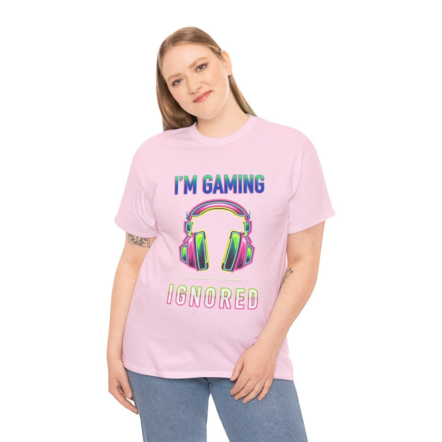 Unisex Heavy Cotton Tee – "I’m Gaming, Consider Yourself Ignored" Graphic T-Shirt