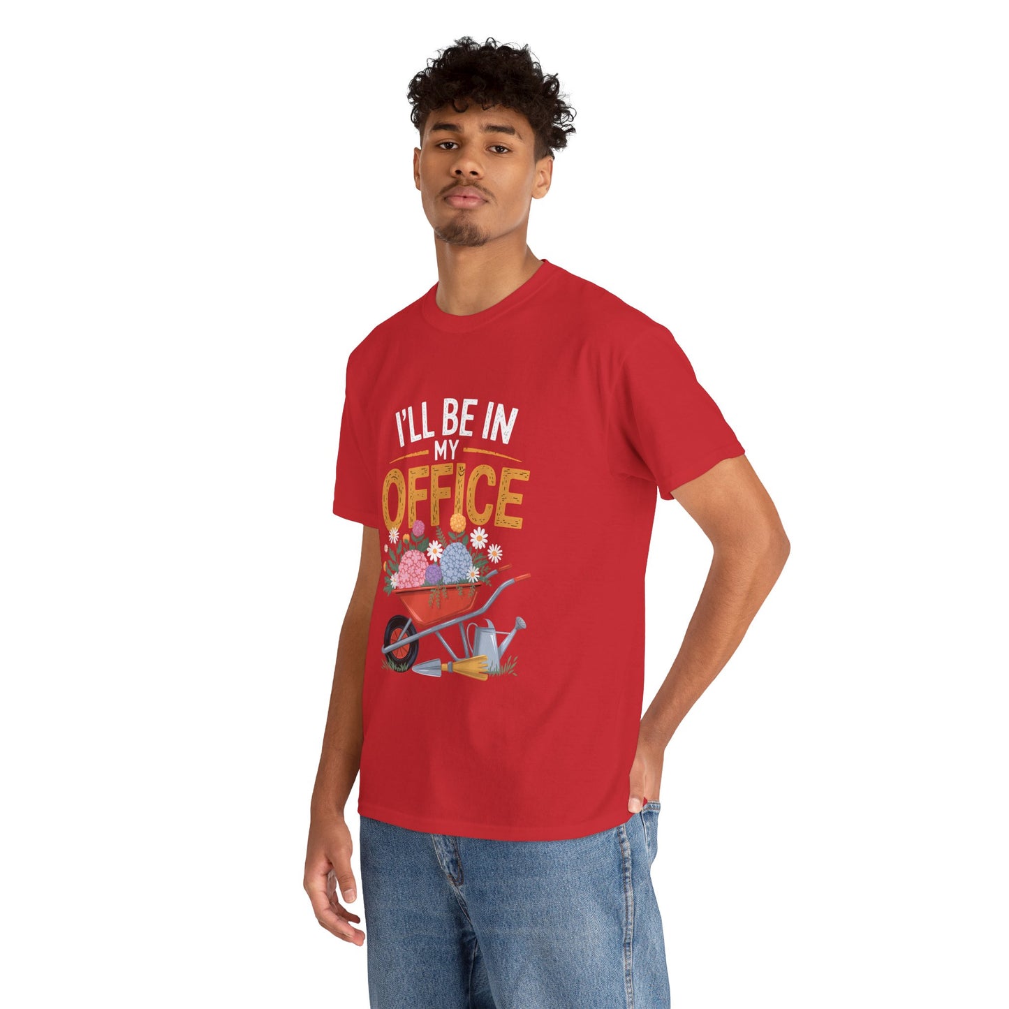 Unisex Heavy Cotton Tee – "I'll be in my office" Graphic T-Shirt for gardeners plant lovers, nature and gardening enthusiasts