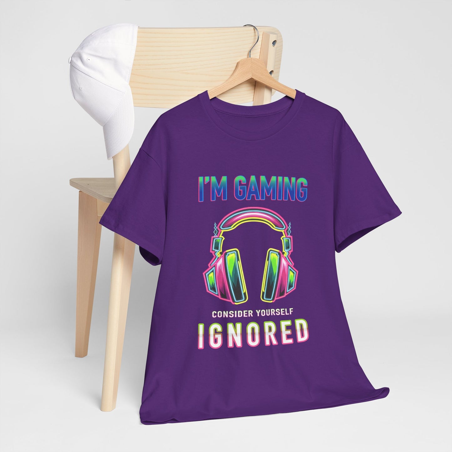 Unisex Heavy Cotton Tee – "I’m Gaming, Consider Yourself Ignored" Graphic T-Shirt