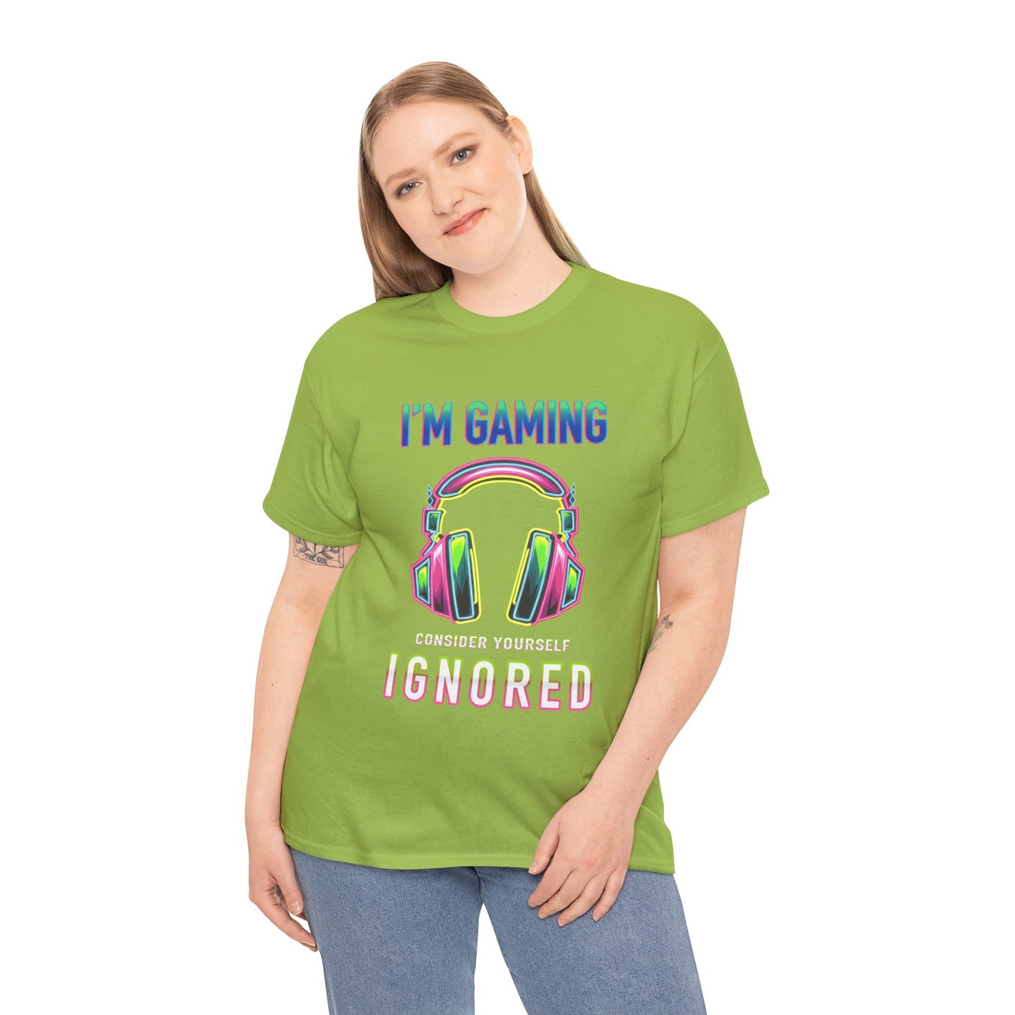 Unisex Heavy Cotton Tee – "I’m Gaming, Consider Yourself Ignored" Graphic T-Shirt
