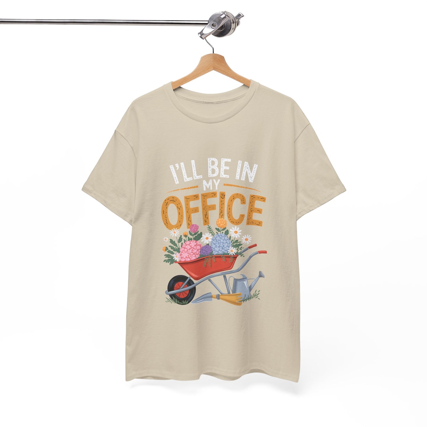 Unisex Heavy Cotton Tee – "I'll be in my office" Graphic T-Shirt for gardeners plant lovers, nature and gardening enthusiasts