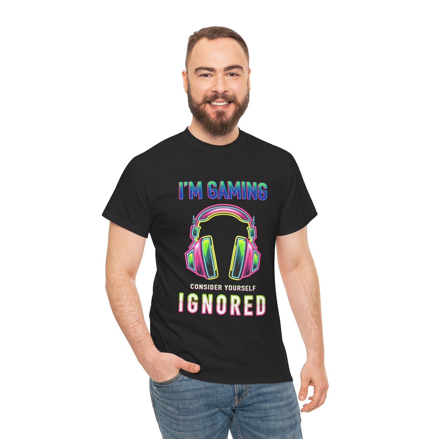 Unisex Heavy Cotton Tee – "I’m Gaming, Consider Yourself Ignored" Graphic T-Shirt