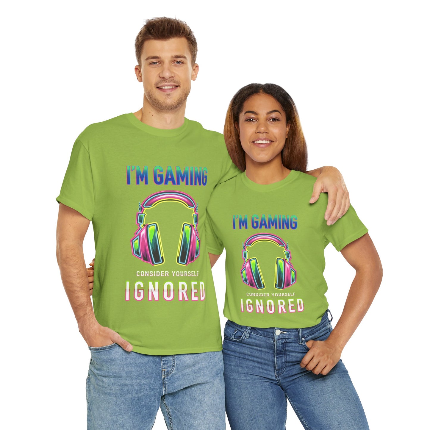 Unisex Heavy Cotton Tee – "I’m Gaming, Consider Yourself Ignored" Graphic T-Shirt
