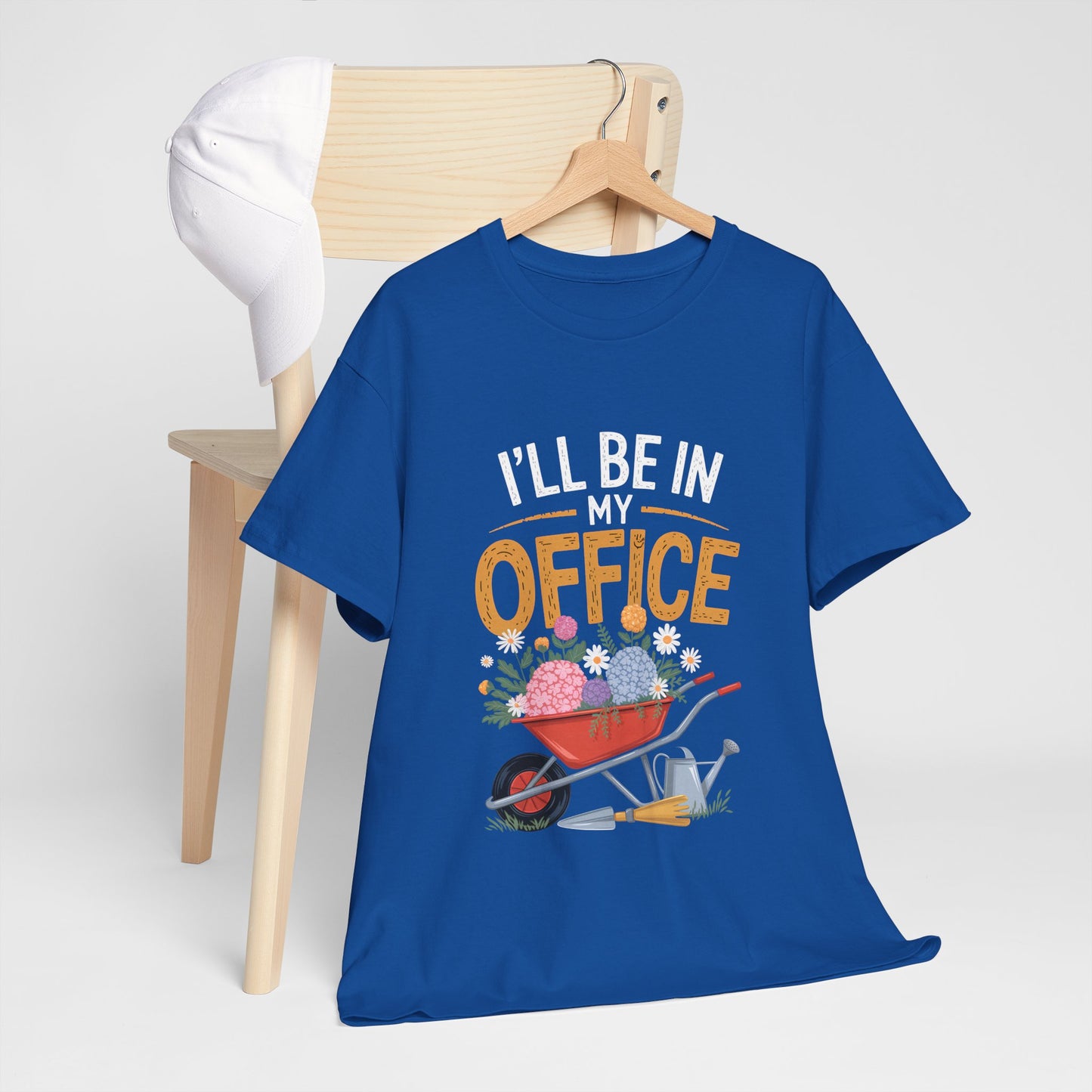 Unisex Heavy Cotton Tee – "I'll be in my office" Graphic T-Shirt for gardeners plant lovers, nature and gardening enthusiasts